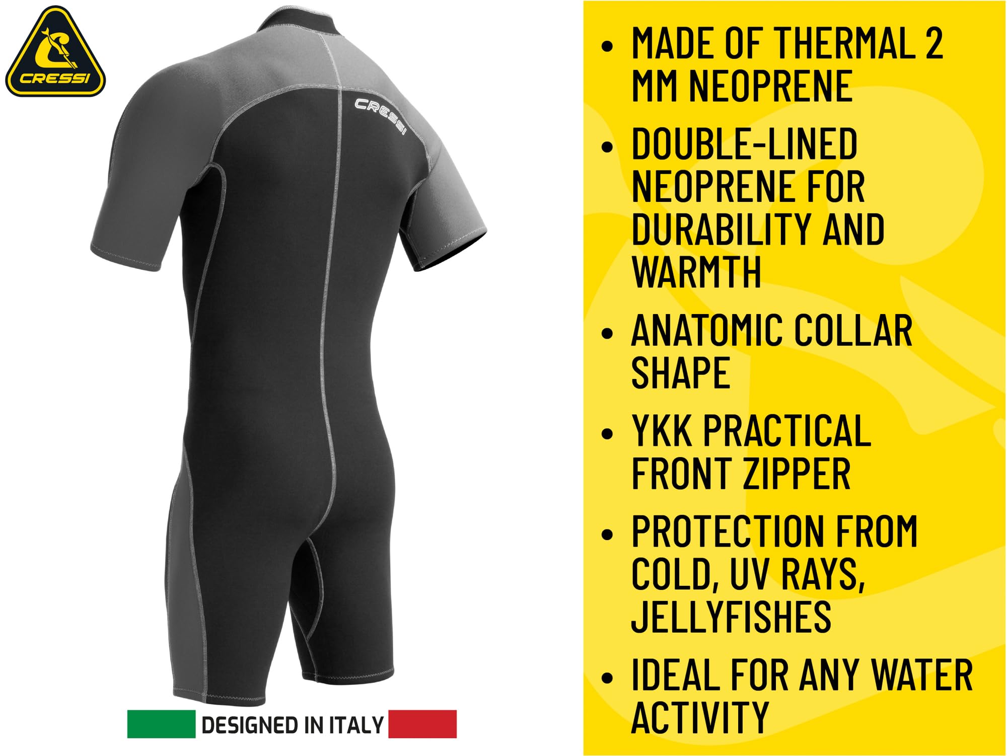 Cressi Lido Man Shorty Wetsuit 2mm - Muta Shorty per snorkeling, nuoto e sport acquatici, in Neoprene Ultra Stretch 2mm, per Uomo