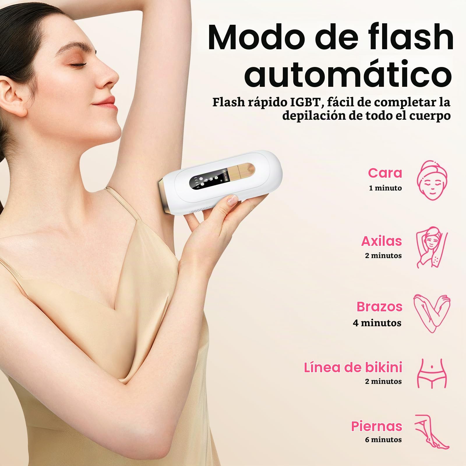 Depiladora Laser con 0,2s Flash Rápido, Laser Depilacion 600NM-1200NM, 4 en 1 Depiladora Luz Pulsada, 5 Niveles de Energía Luz Pulsada Depilacion para Mujer/Hombres Cuerpo Entero