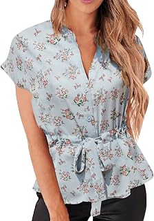 Women's Elegant Tops Short Sleeve Tshirt Short Sleeve T-Shirt Blouse V Neck Tunic Tops Print Round Neck T-Shirt Top Casual Loose Tee Loose Summer Top Oversize Blouse
