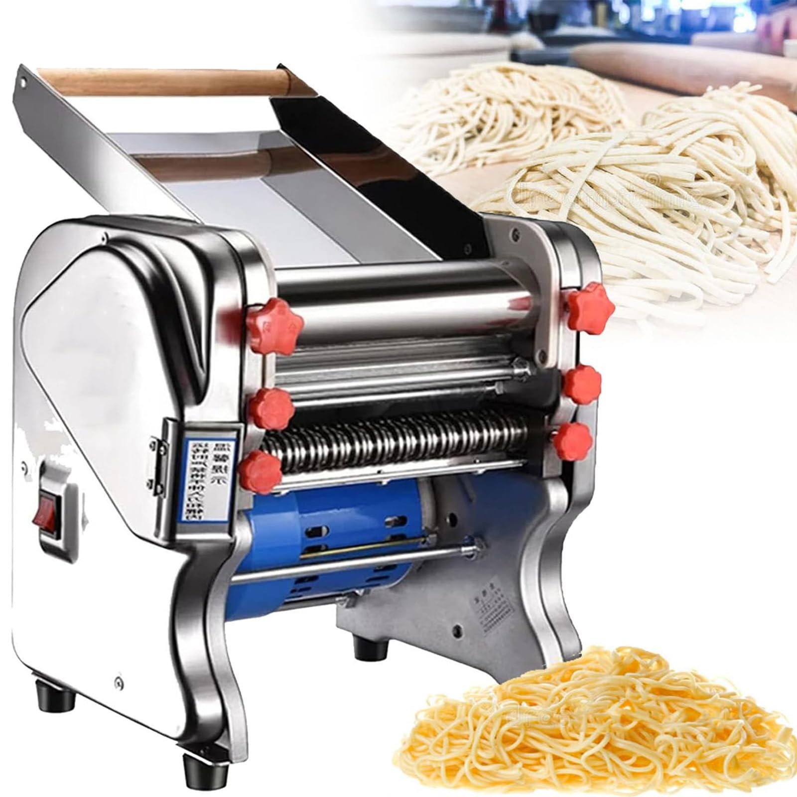 Máquina De Pasta Eléctrica 550w,Laminadora De Masa Comercial,Máquina Para Hacer Pasta Fresca En Casa Acero Inoxidable,Para Fideos/Espaguetis/Lasaña,FKM180