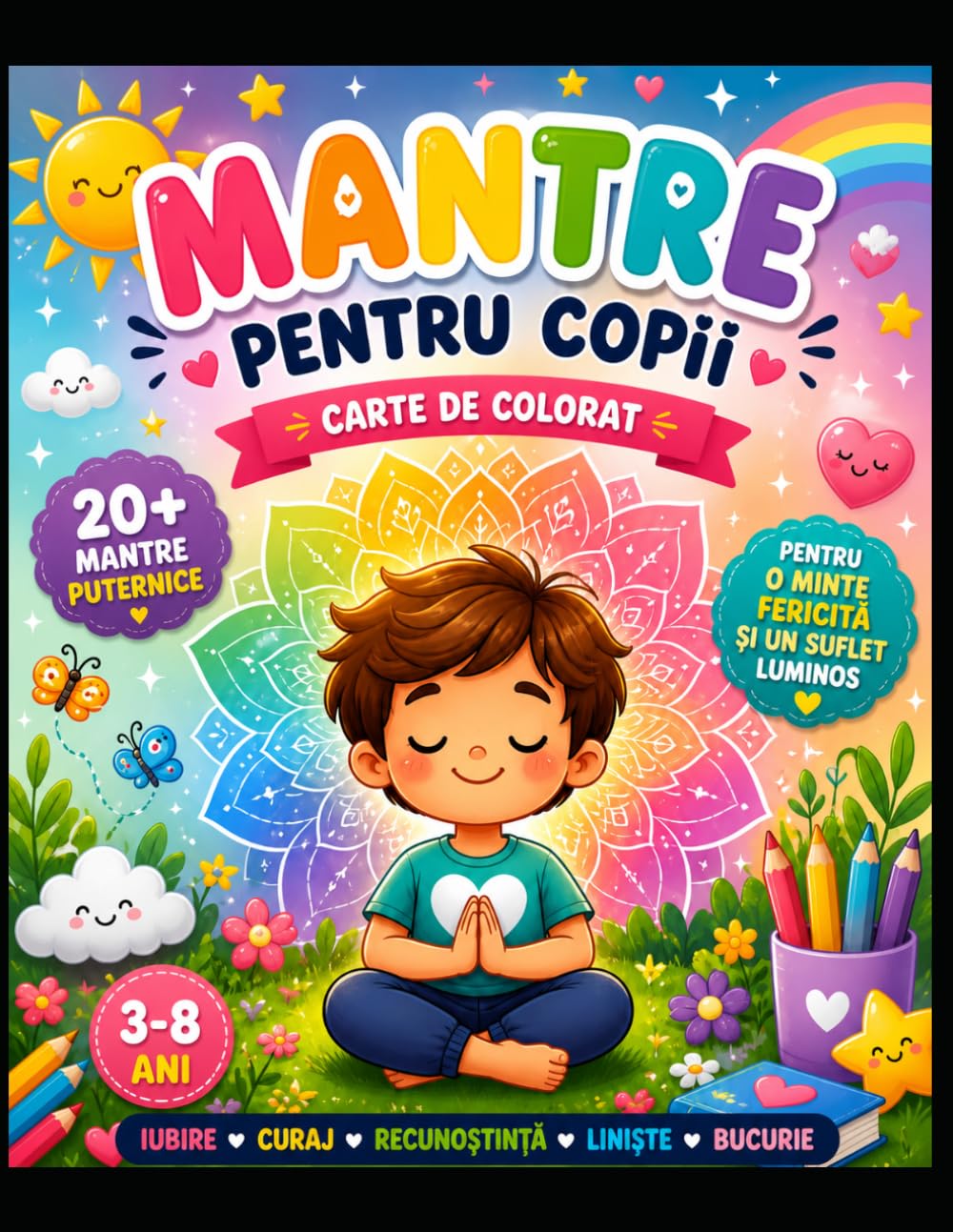 MANTRE PENTRU COPII - CARTE DE COLORAT: Mantre pentru copii: Romanian Coloring Book with Positive Affirmation