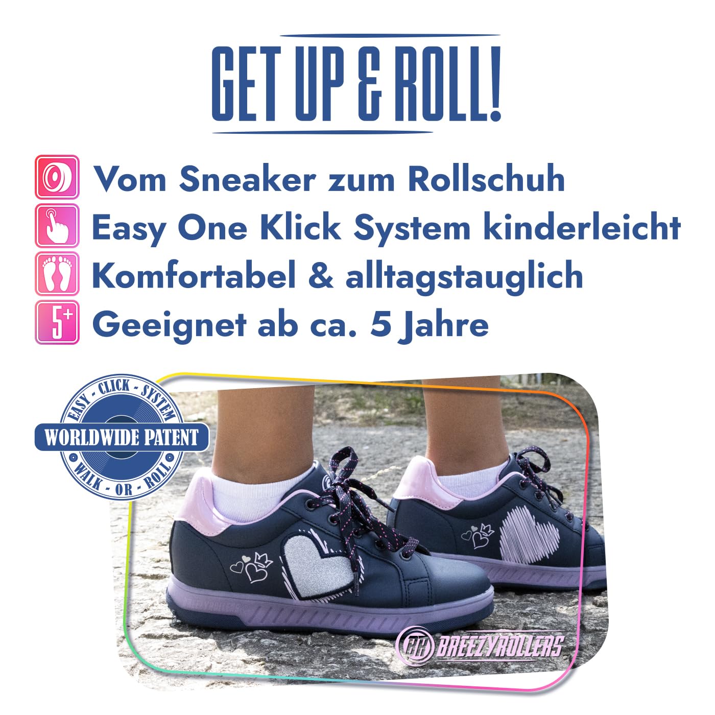 Breezy Rollers 2195690 Zapatos con Ruedas, Zapatos con Luces y Ruedas, Calzado de Skateboarding Deportes Brillante
