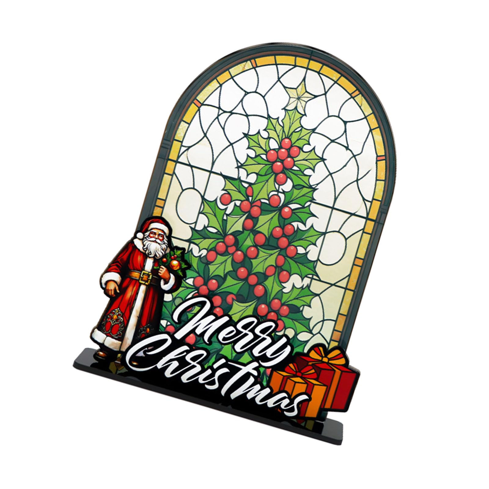 Freestanding Christmas Shelf Decor Acrylic Table Ornament for Desk Cabinet Mantel Entryway Holiday Room Centerpiece Christmas Tabletop Decor Acrylic Holiday Desk Decoration Freestanding Shelf Accent