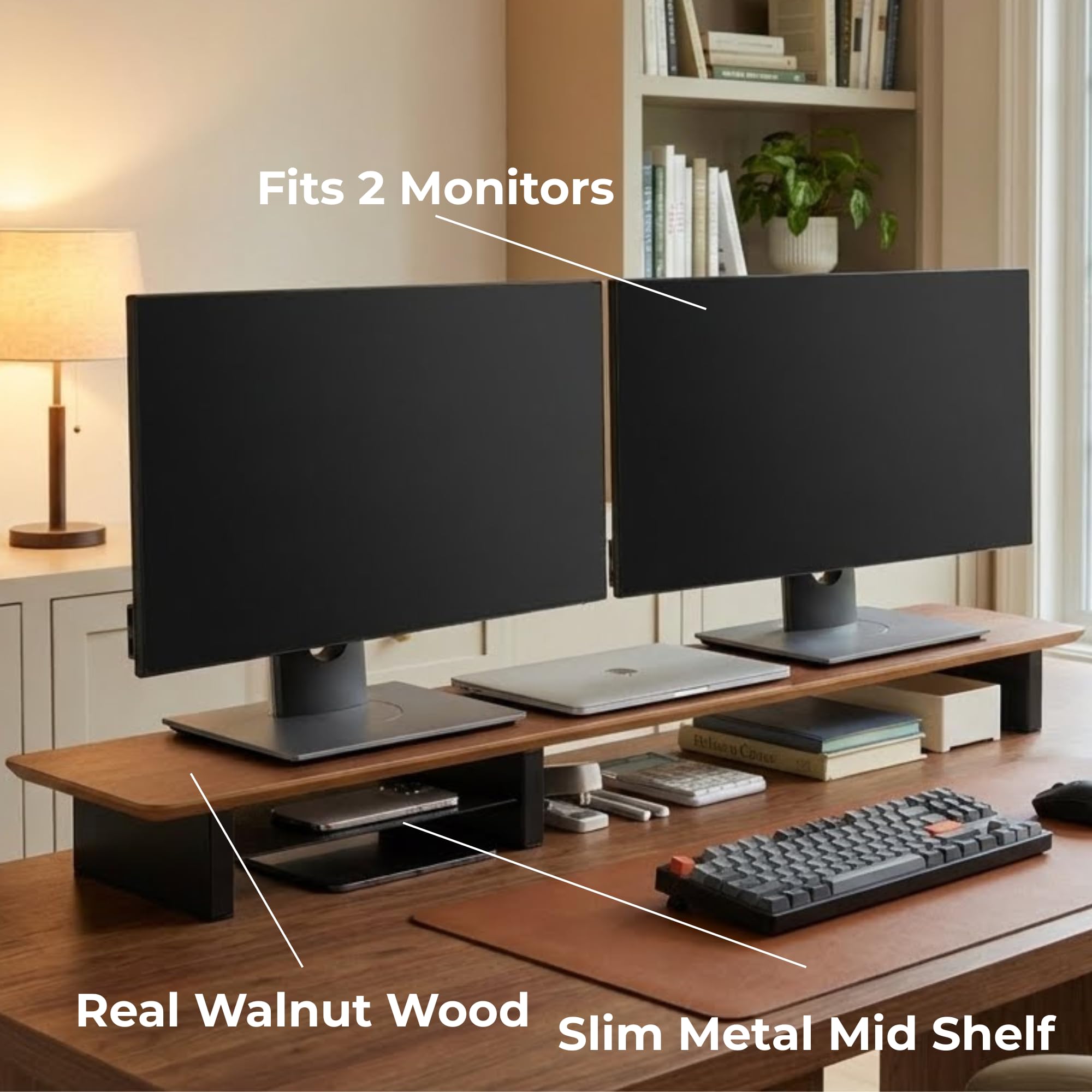 Amazon.co.jp: IVE Design ウォールナットモニタースタンド デスク用