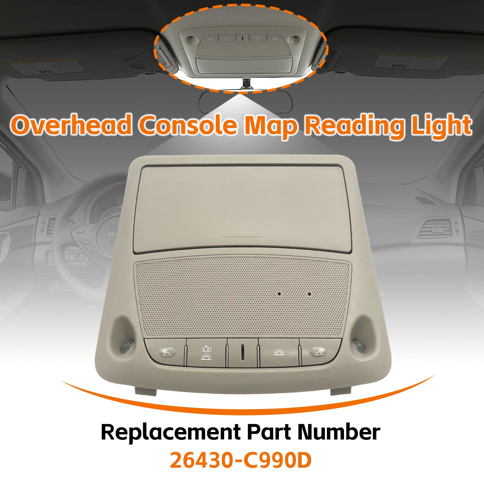 26430-C990D Car Interior Overhead Console Map Reading Light Lamp Compatible with 2013-2018 Nissan Sentra, Teana, Altima, Bluebird SYLPHY, X-TRAIL, Leaf Battery EV