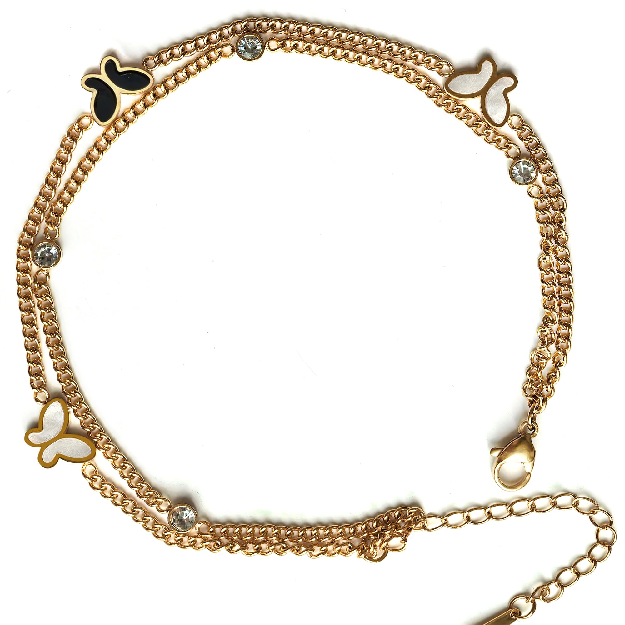 Kueroami Waterproof Gold Ankle Bracelets for Women - Dainty 18K Gold Plated Anklets Butterfly Tennis Herringbone Cuban Link Chain Cute Anklets Autumn