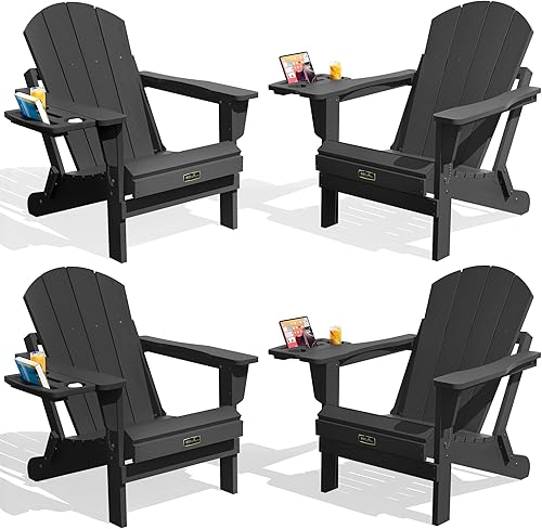 Vista 35 de SERWALL Juego de 2 sillas plegables Adirondack para patio, jardín, exteriores, fogata, color azul marino Zafiro