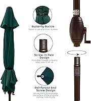 Vista 4 de Abba Patio Sombrilla de patio al aire libre con botón de inclinación y manivela para jardín, césped, cubierta, patio trasero y piscina