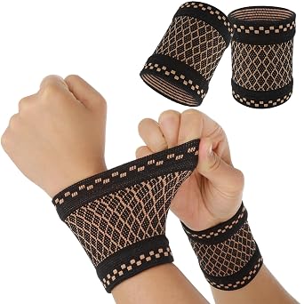 YUXIANLB Copper Wrist Compression Sleeves, 1 Pairs Wrist Brace Wrist Support for Weightlifting Fitness Yoga Workout, Arthritis, Sprains, Tendonitis, Adjustable Wrist Sleeves for Women and Men M