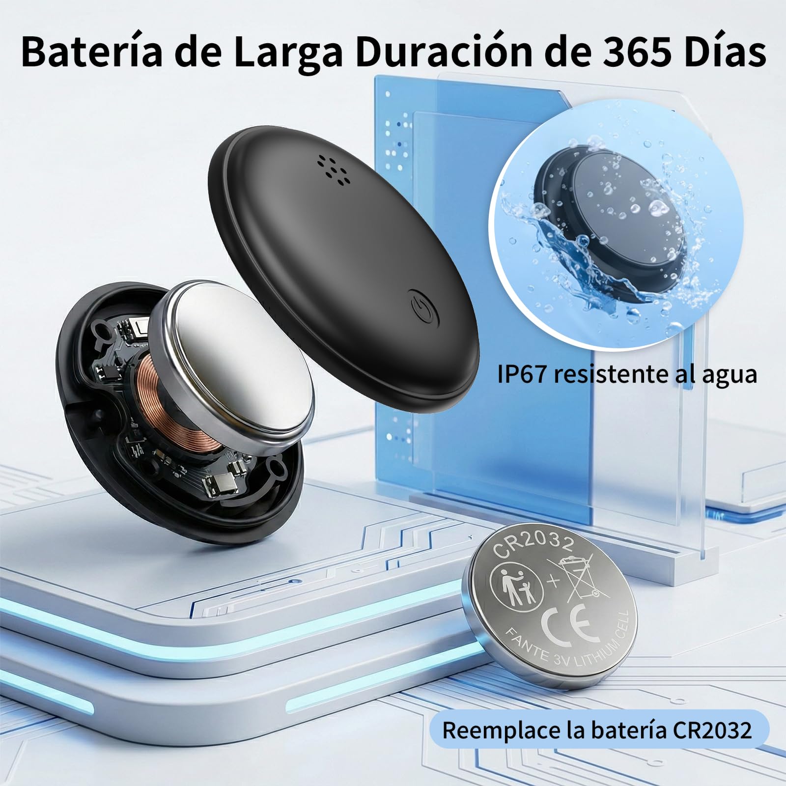 Android Smart Tag, Compatible con Google Find Hub (Sólo Android) Localizador GPS para Coche, Localizador Bluetooth, Impermeable IP67, GPS Coche localizador para Coches Sin cuota mensual - Negro - 5