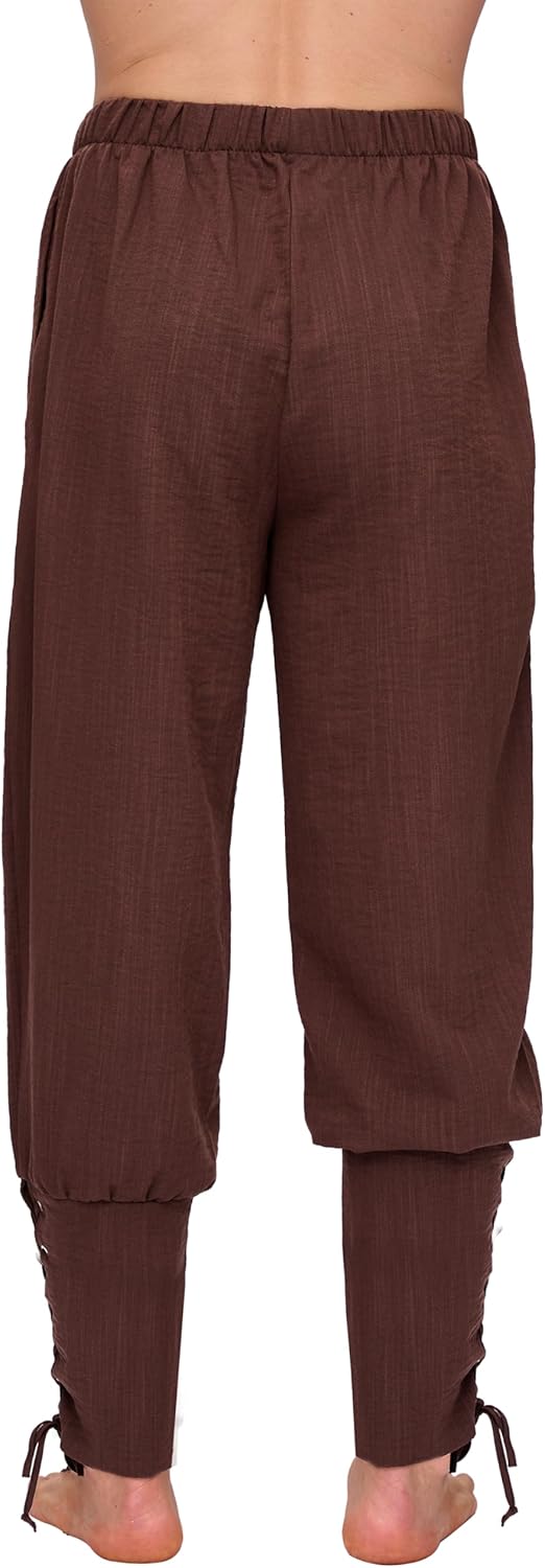 Spooktacular Creations Men Halloween Medieval Renaissance Pants With Pocket, Ankle Banded Pirate Pants, Viking Costume - Image 7