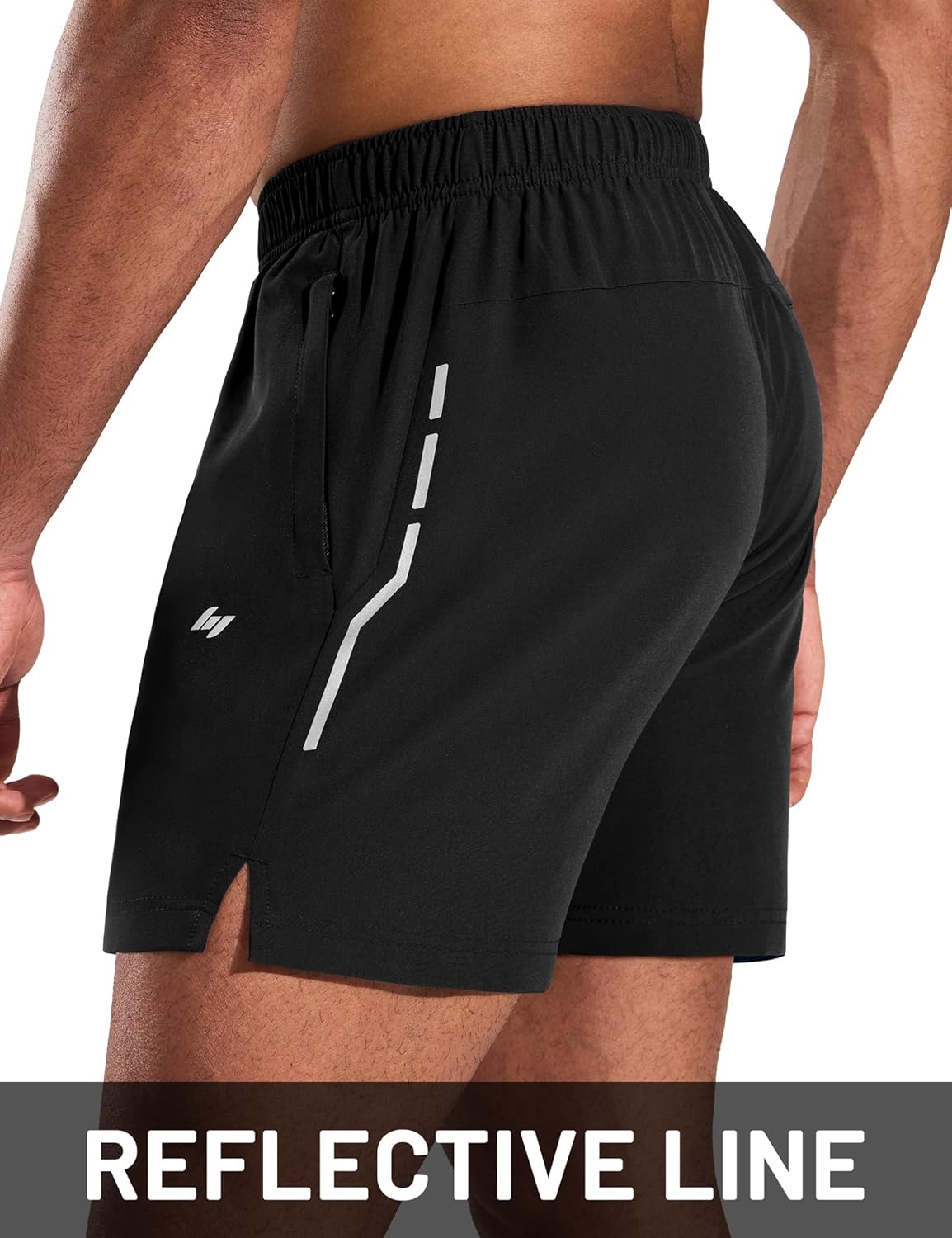 MIER Mens 5 Inch Athletic Running Shorts Quick Dry Lightweight Workout Gym Training Active Reflective Shorts,3 Zipper Pockets - Image 6