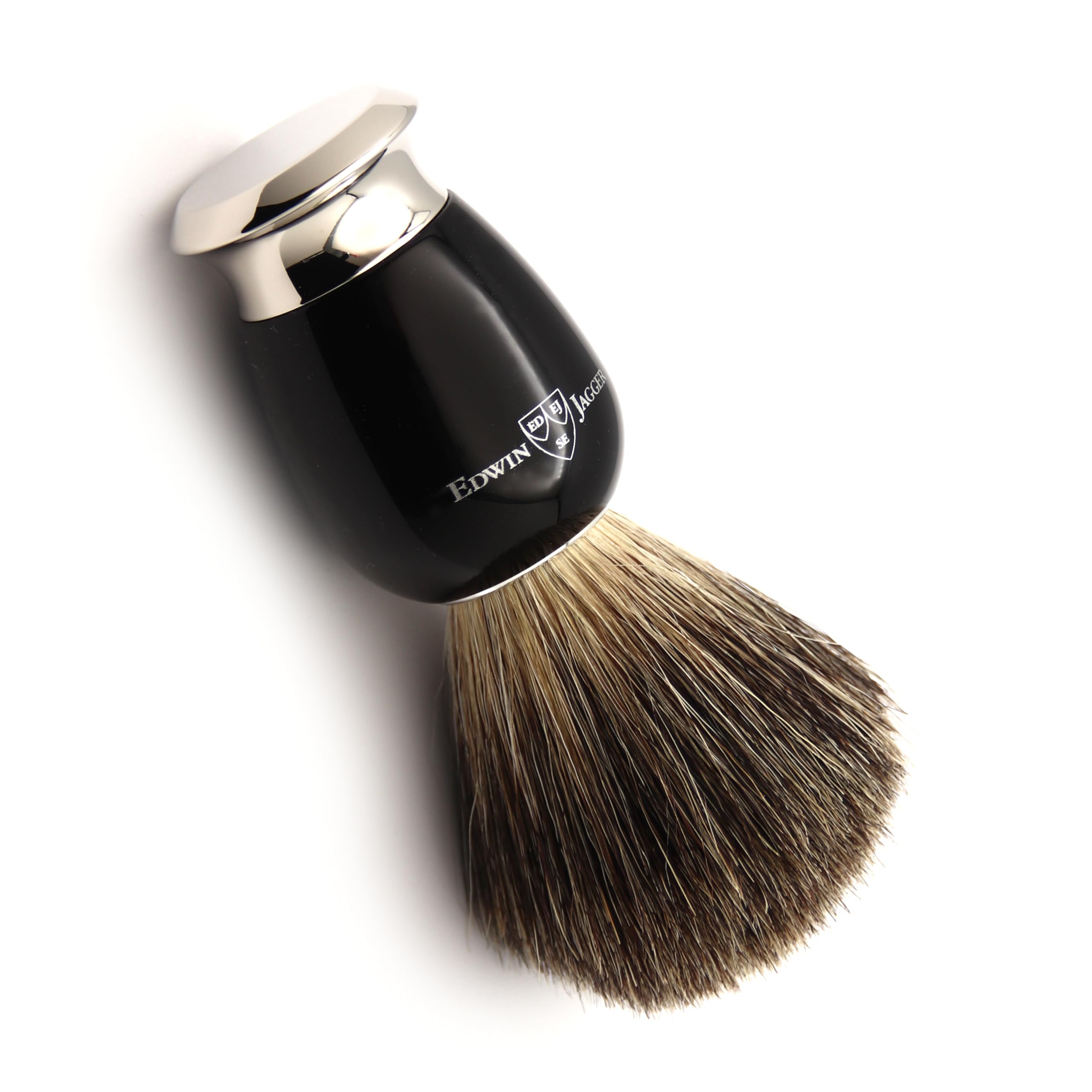 Edwin Jagger S81M586AMZ Klassisches Rasierset aus Ebenholz & Nickel mit reinem Dachs-Rasierpinsel und Mach 3 Rasiermesser für Rasiercreme oder Seife für Männer und Frauen