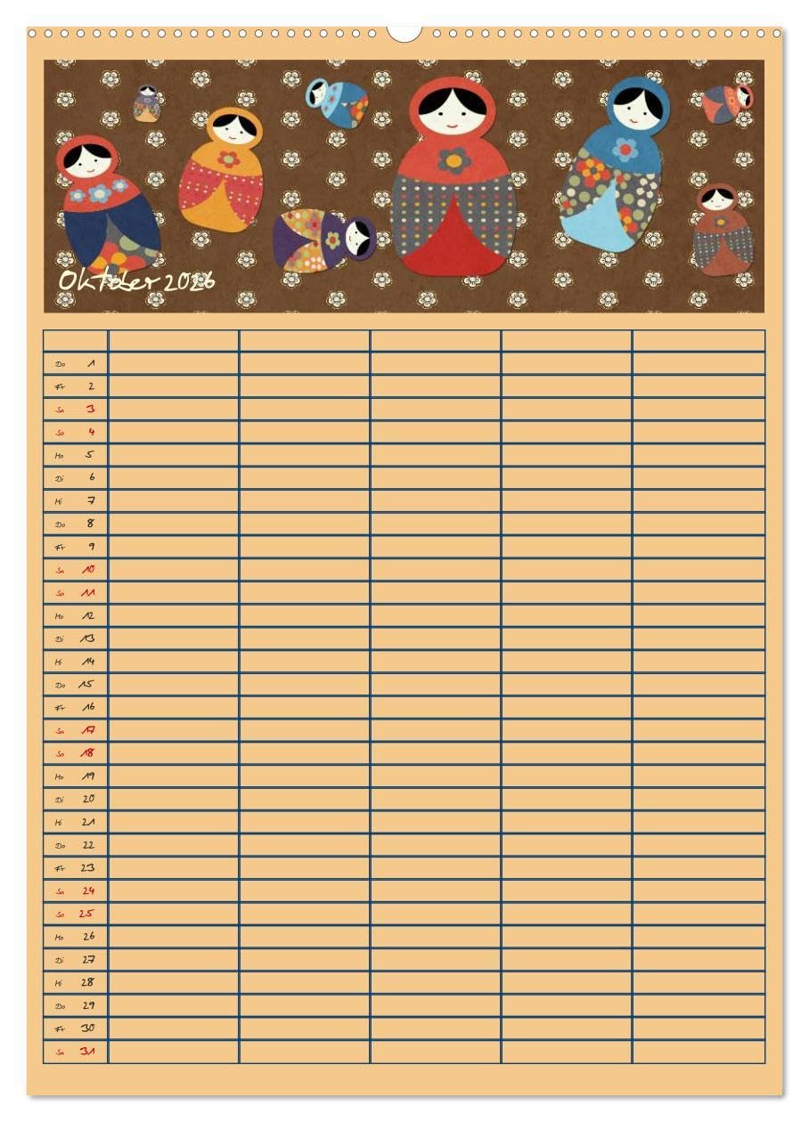 Unser buntes Familienleben (Wandkalender 2026 DIN A2 hoch), CALVENDO Monatskalender: Der farbenfroh und heiter illustrierte Monatsplaner für die ganze Familie (CALVENDO Spass)