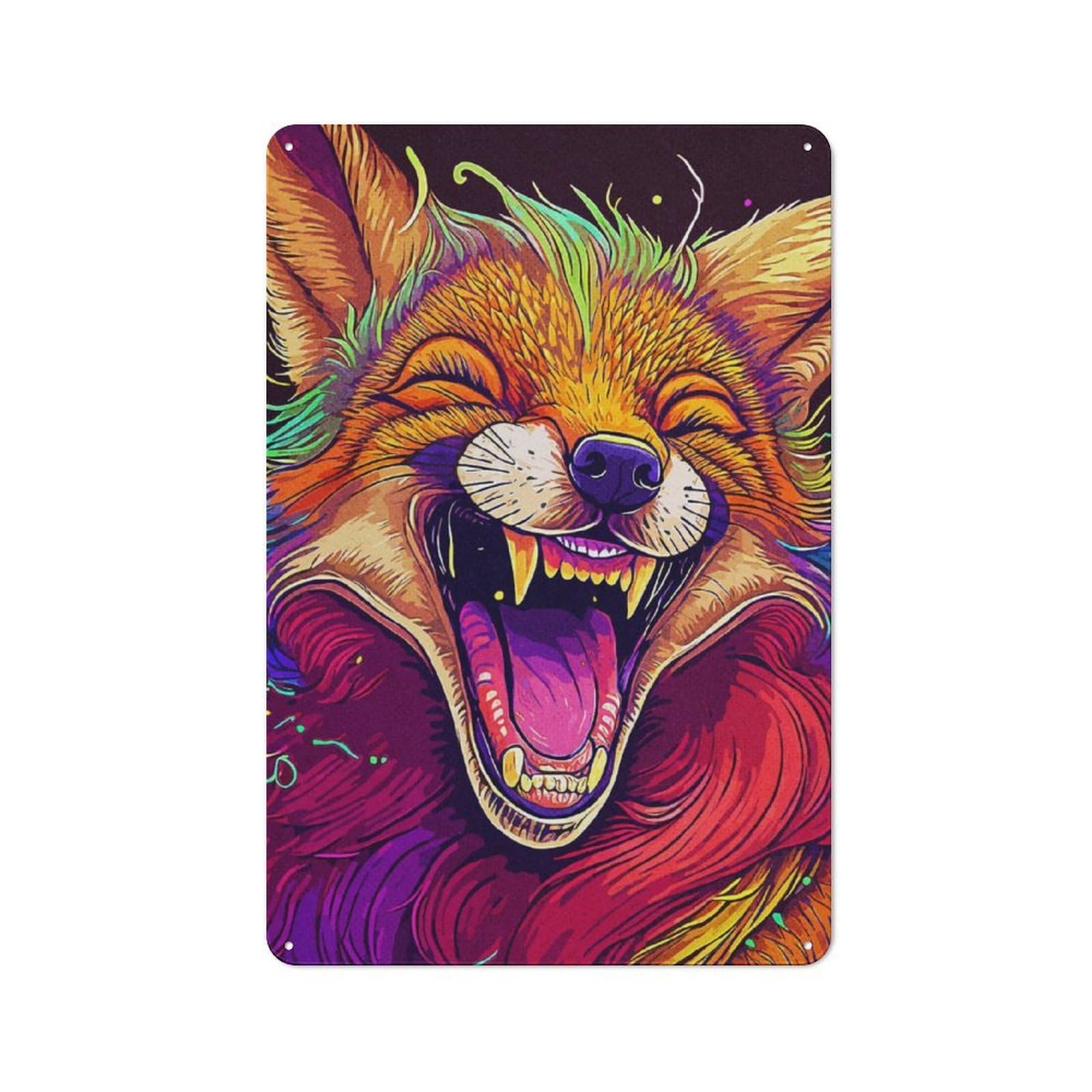 Junmoney Laughing Wolf Rustic Metal Plaque 30X20cm For Living Room Wall, Suited To Home Wall Decor Collectors
