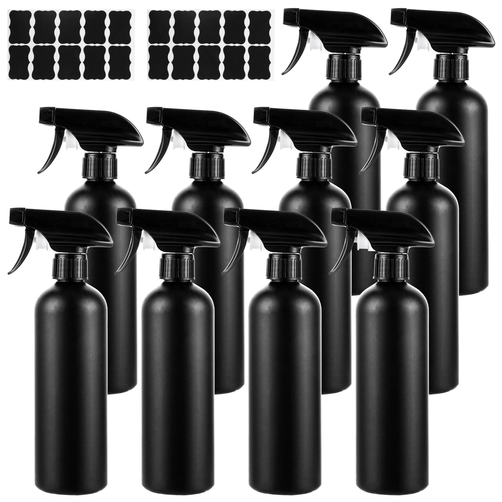 10 x Flacon Spray Vide 500ml, Pulvérisateur à Main Noir, Bouteille Vide Spray Réutilisable pour Jardinage, Ménage, Plantes et Cheveux, Conception Ergonomique
