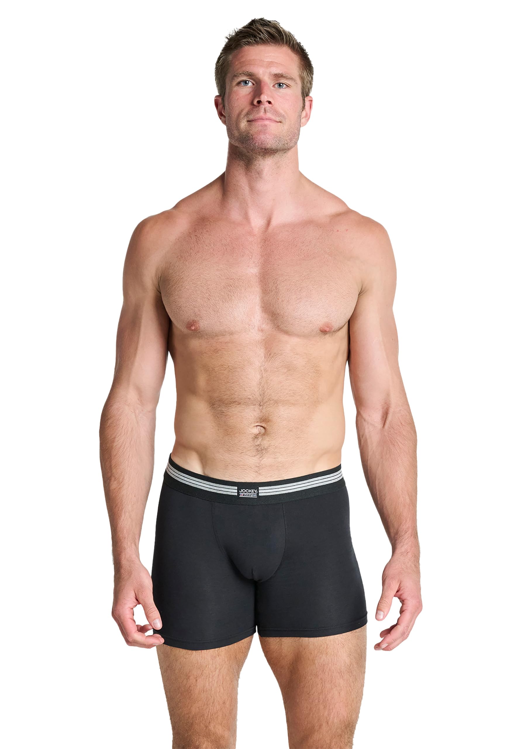 Jockey Men's Cotton Stretch Boxer Trunk - 3 Pack, Black, S