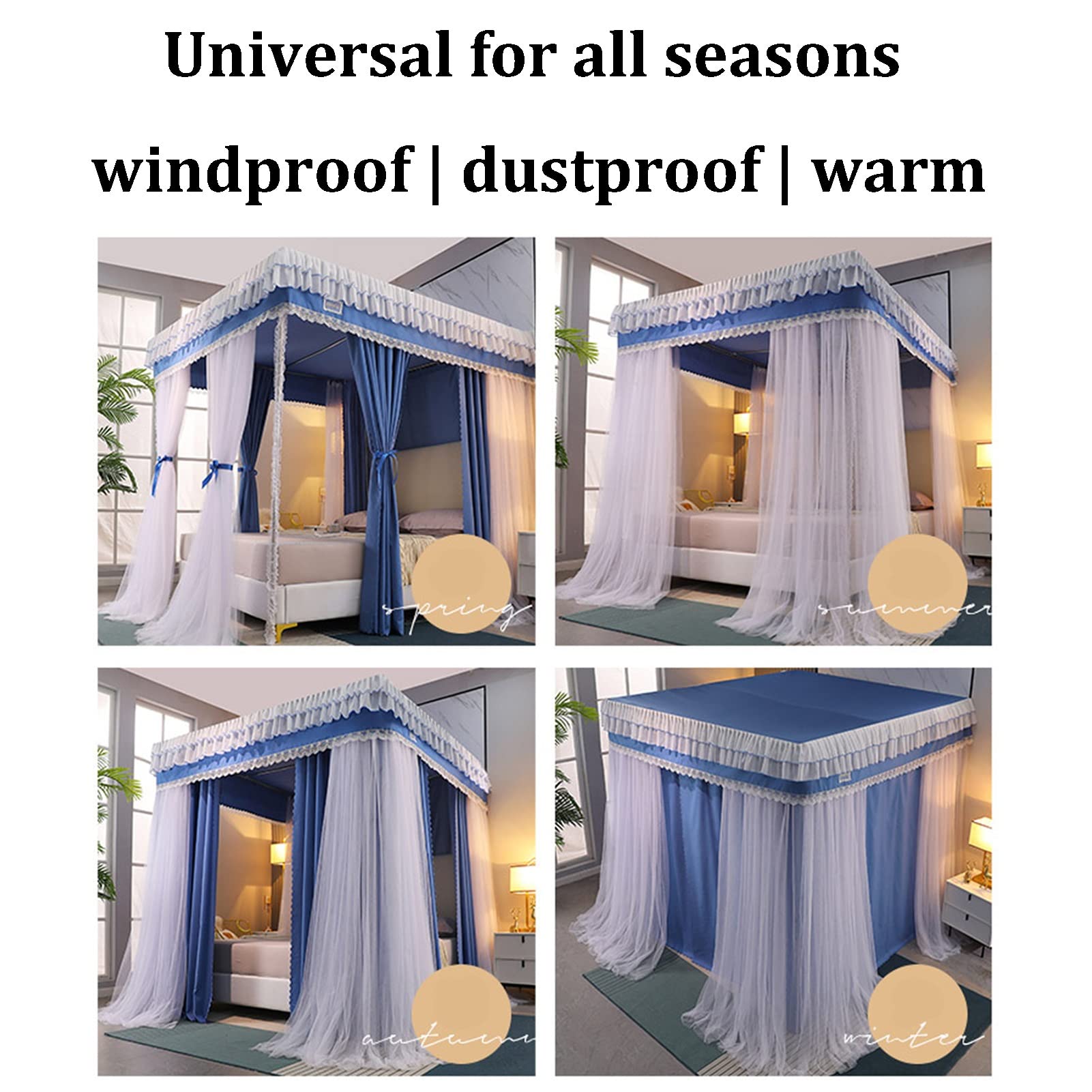 Doppelbetthimmel mit Moskitonetz, luxuriöser Betthimmel mit Doppelstange, Verdunkelungsvorhang fürs Bett mit Moskitonetz im Prinzessinnen-Stil (Größe: 200 x 220 x 200 cm)