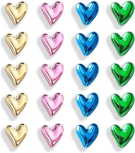 Miniatura 33 de 20 imanes dorados para refrigerador, lindo corazón de amor, imanes decorativos plateados para nevera, juego de imanes de cocina para el hogar