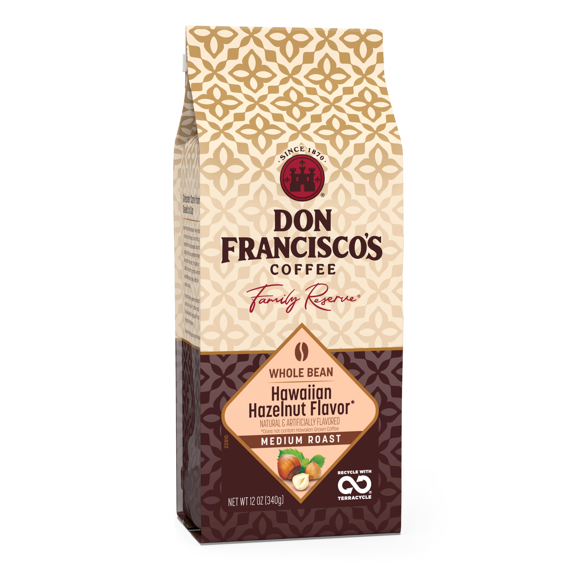 Don Francisco Hawaiian Hazelnut Whole Bean Coffee, 12 Ounce