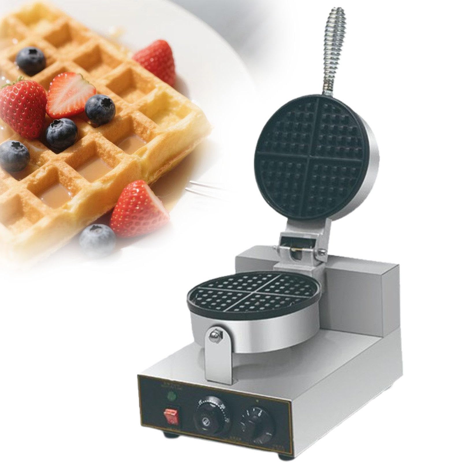 Macchina per Waffle Belga di qualità Professionale, Riscaldamento Bifacciale, Padella Antiaderente da 1400w, Alta Potenza, Cottura Rapida in 3 Minuti, Impugnatura Antiscottatura A-220V