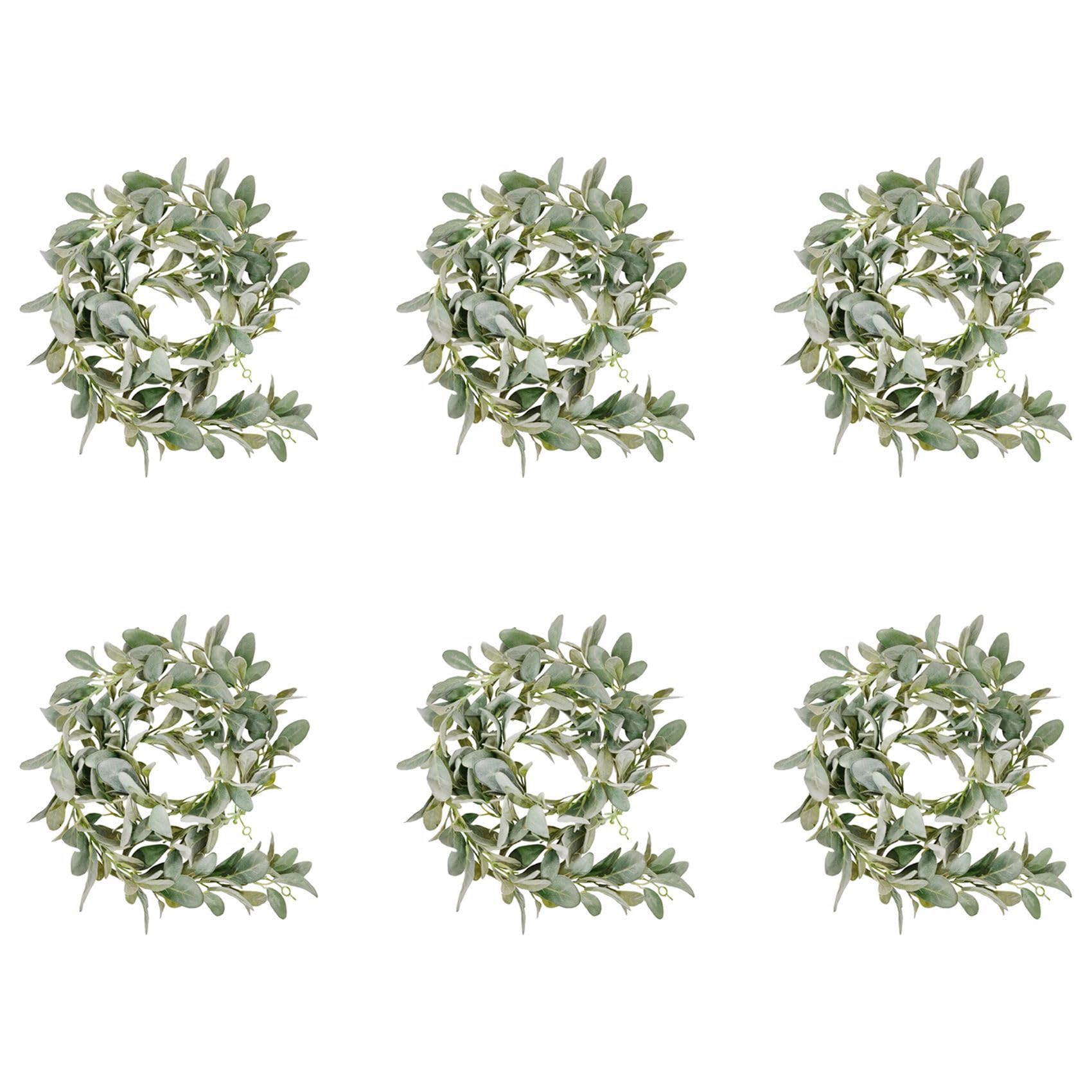 Vjsujehgy 6X Artificial Flocked Lambs Ear Garland - 2Meter Soft Faux Vine Greenery and Leaves for Farmhouse Mantel Decor
