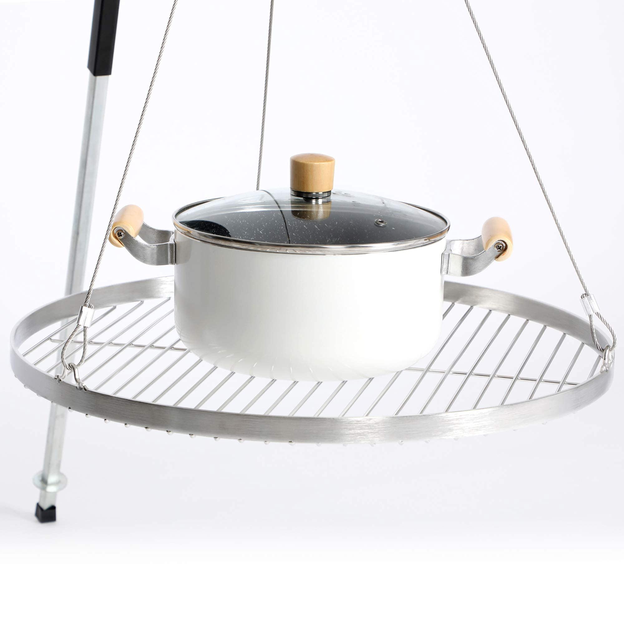 DRULINE Griglia Rotondo Grill Basculante Ruggine Griglia Acciaio Inox con Cavo - Ø 50 cm