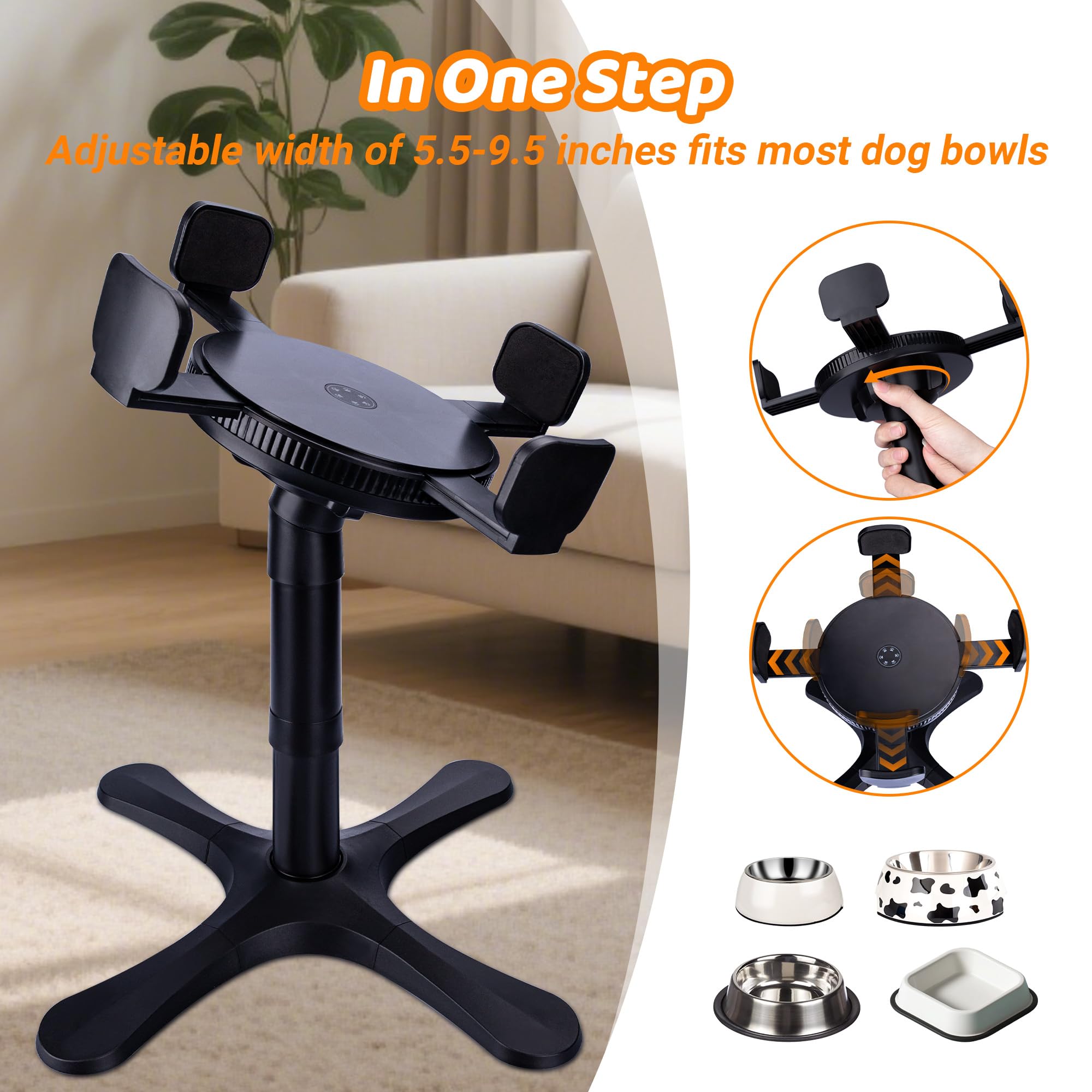 Soporte de alimentación elevado ajustable para perros, 3 alturas y astucia de azulejos, compatible con cuencos de alimentación Moost, ideal para perros medianos y grandes (no incluye cuenco) (paquete