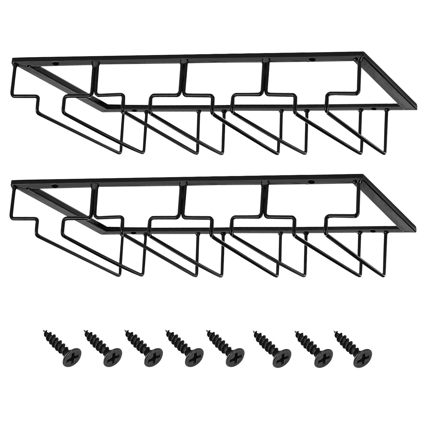 Anemoner MOCOUM Wine Glasses Rack Under Cabinet Stemware Rack, 4 Rows, Black