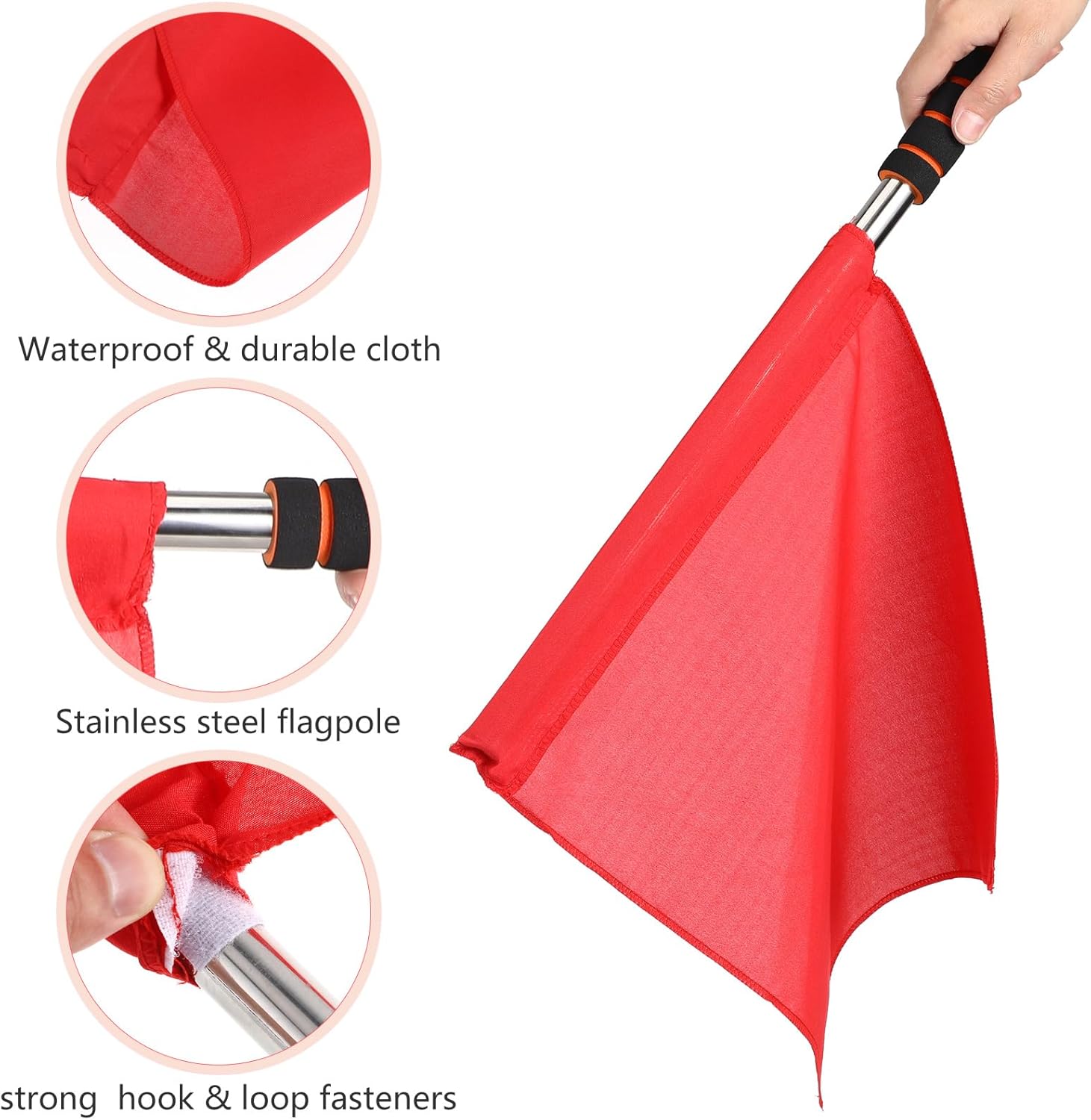 Veemoon 4Pcs Referee Flag Sports,Linesman Signal Flags Training Sports Flags with Sponge Handle Stainless Steel Pole for Soccer Volleyball Basketball Football Competition (Yellow, Red, Green, White) - Image 4