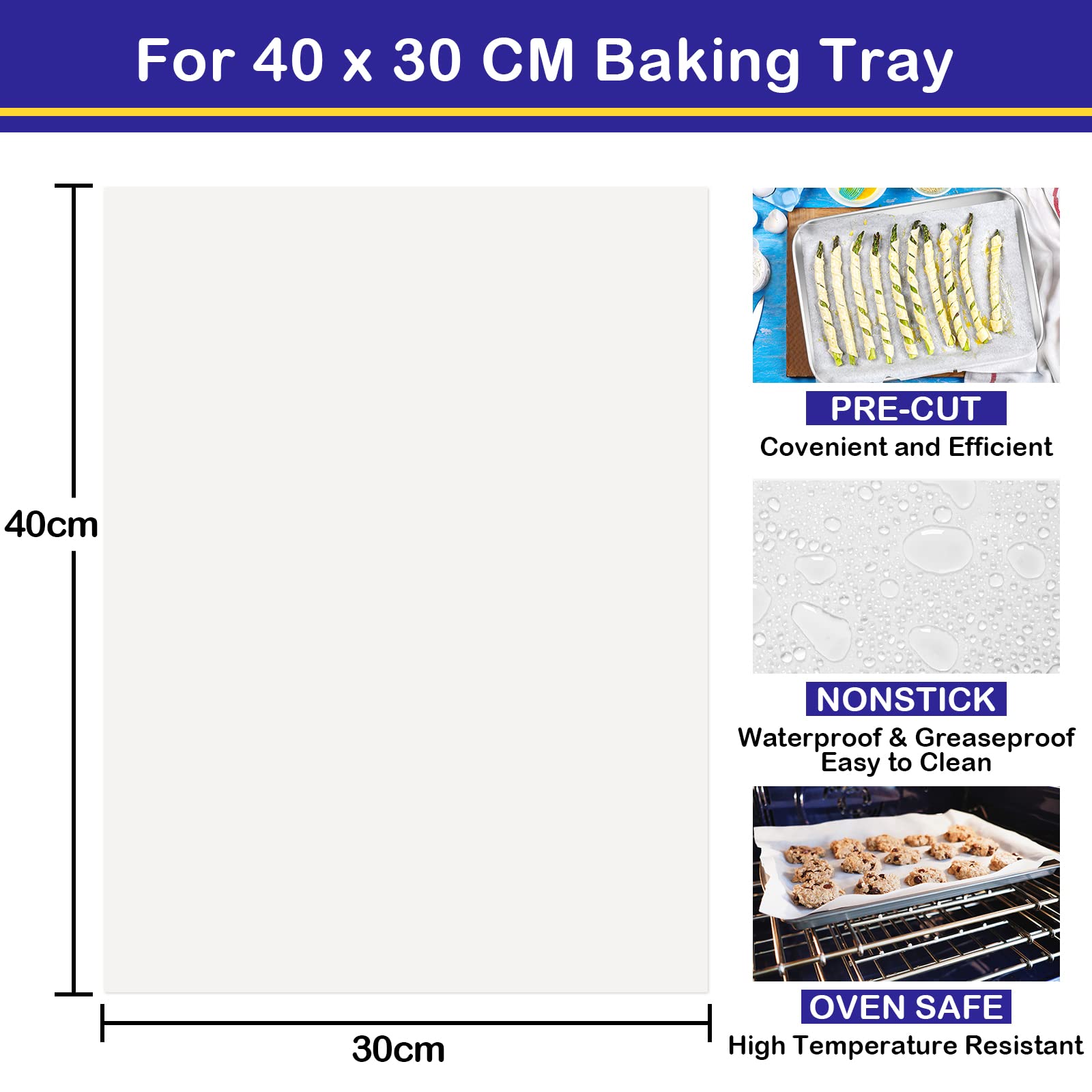 HaWare 200 Pcs Baking Paper Sheet, Precut Parchment Paper for Steaming Cooking Grilling Healthy& Non-Stick, 40x30 cm - Image 2