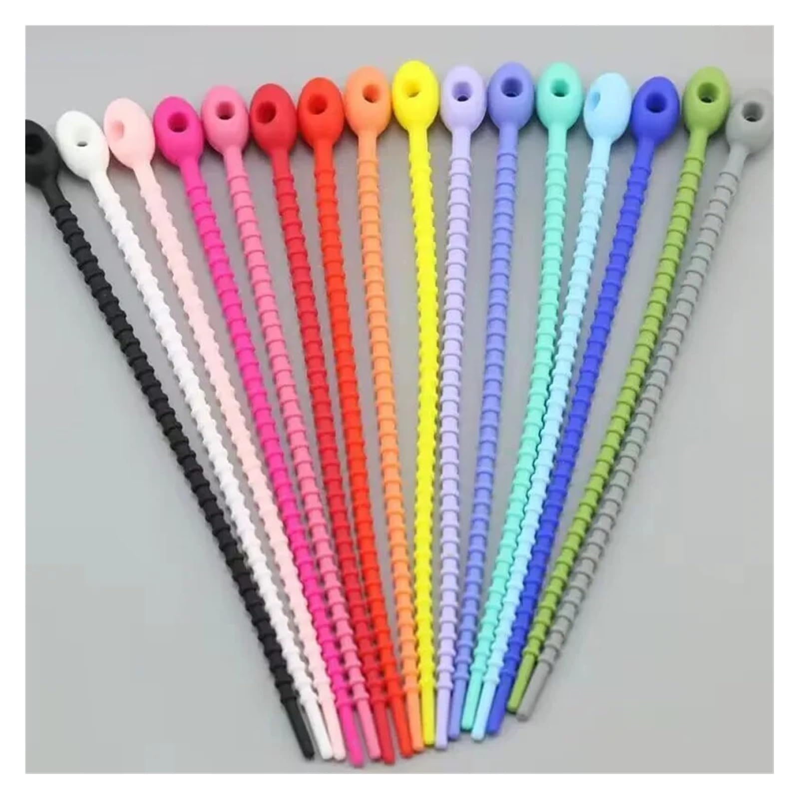 Fascette in silicone colorate, Fascette Serpente Twist in Silicone Multicolor Lunghezza 12-21cm 20/30/50/100 Pz(Green 17cm,100pcs)
