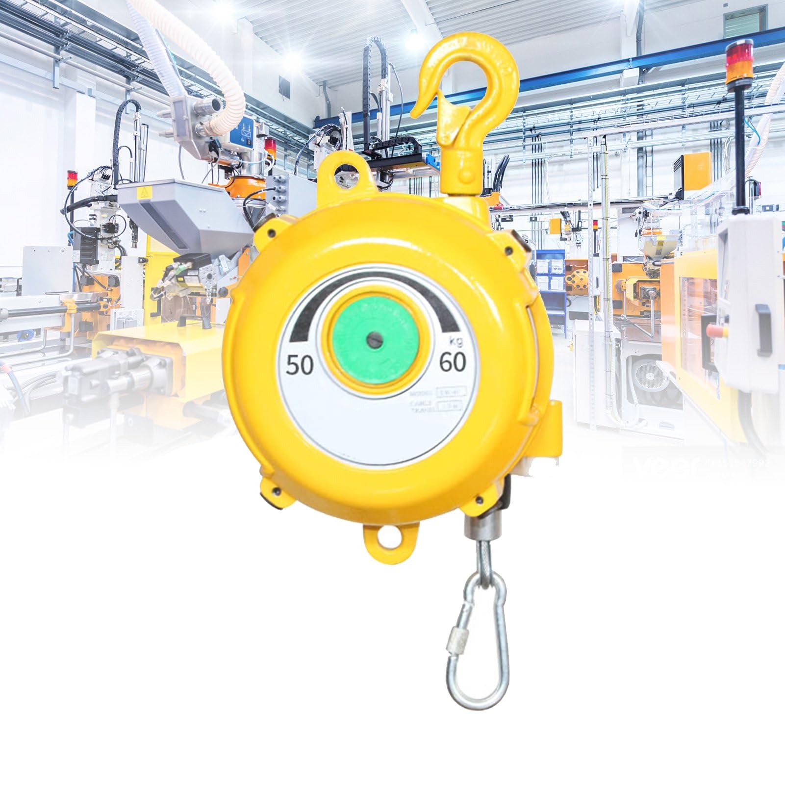 1pc Retractable Spring Balancer Tool Holder with Adjustable Hook and Wire Rope for Workshop and Automotive Equipment(50-60kg)