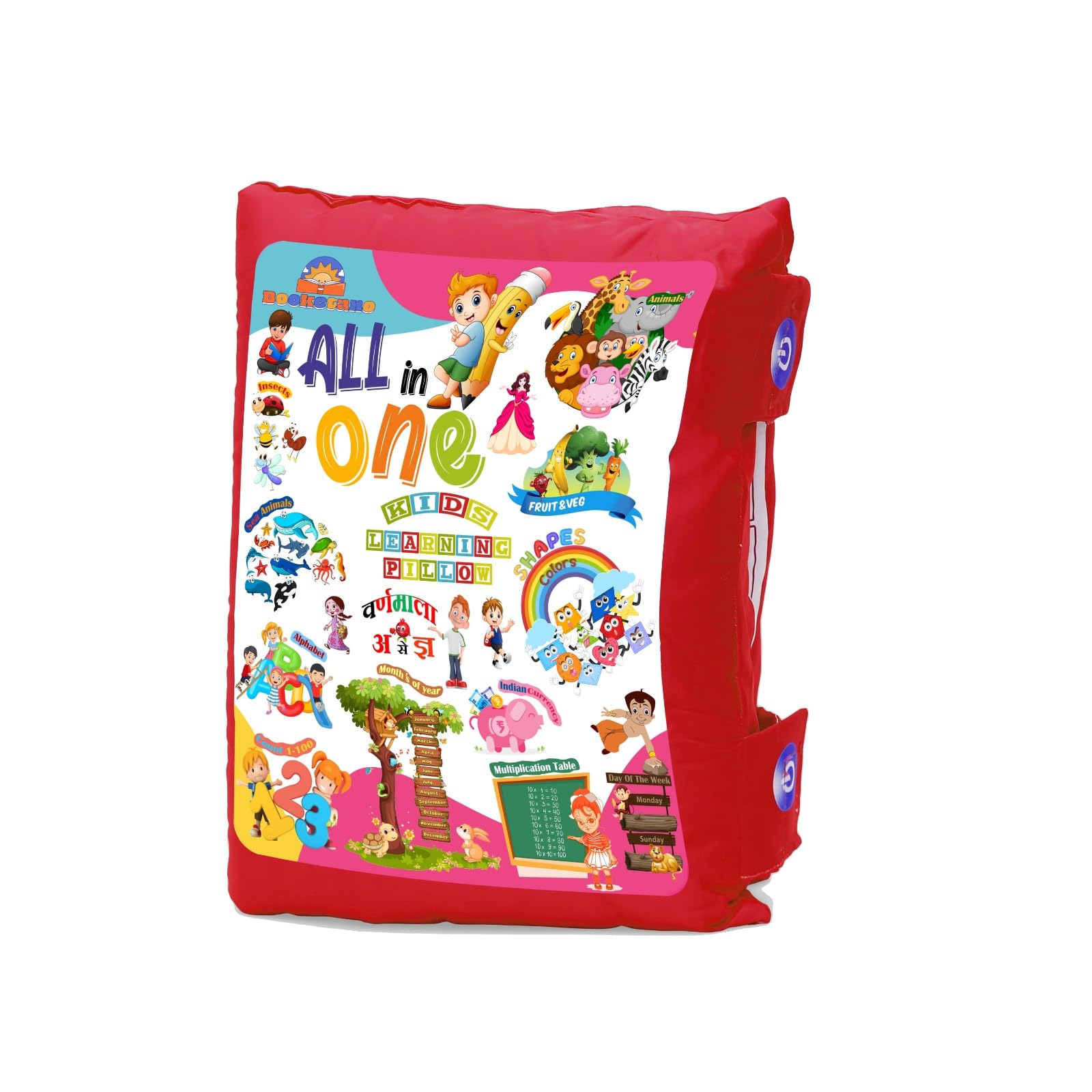 BOOKETANO 14 Side Learning Pillow Book for Kids, Sitting Washable Kids Sleeping Pillow with Numeric, Alphabet, Vehicle Fruits, Indian State Educational with Fun Purpose_Red (B0C9ZY2TJK) Amazon Price History, Amazon Price Tracker