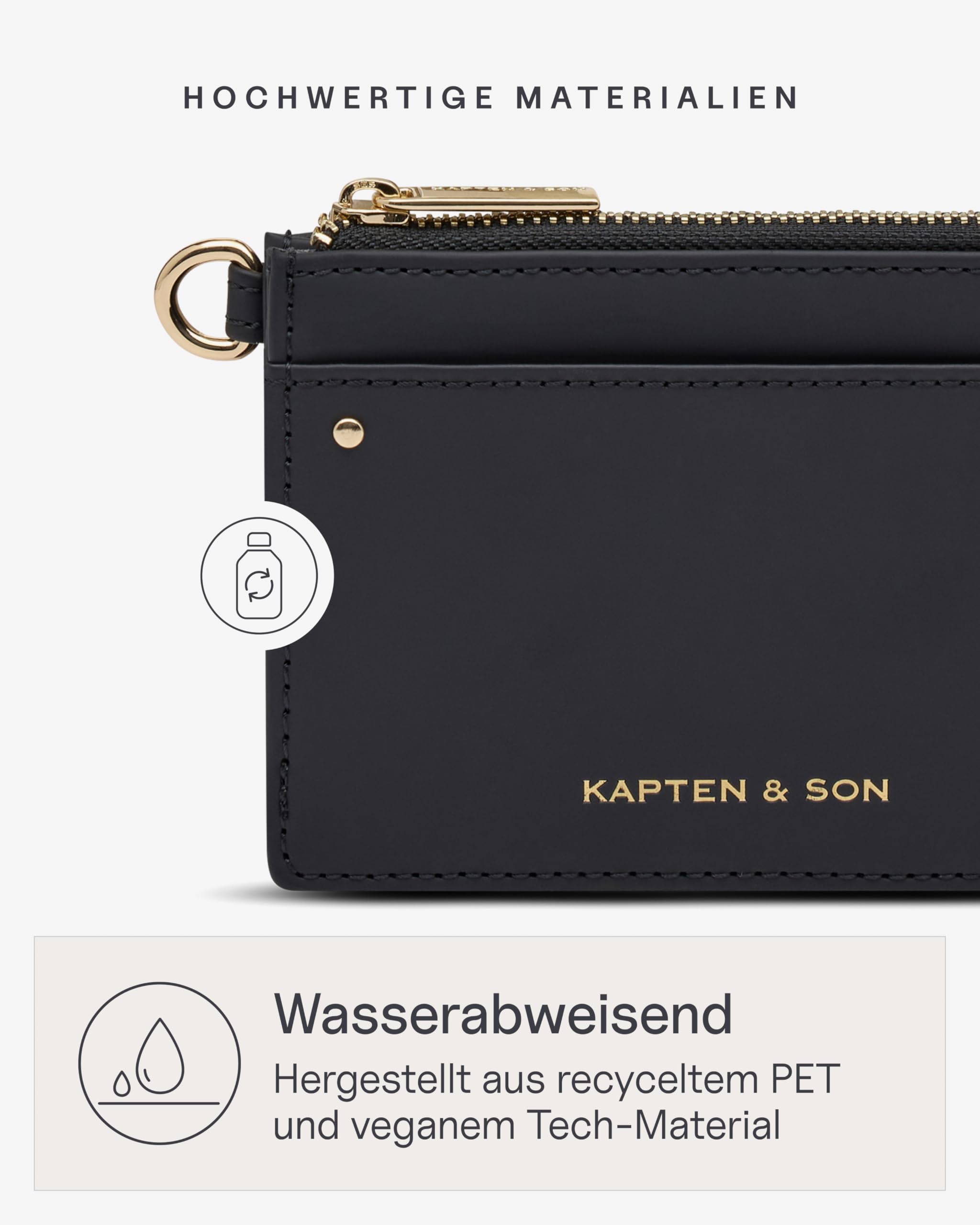 Kapten & Son Card Holder All Black Kreditkartenetui mit Münzfach
