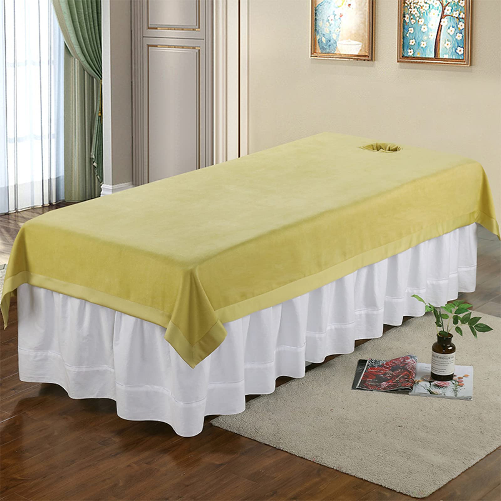 Waterproof Cotton And Linen Spa Massage Treatment Table Bed Cover Pure  Color Fitted Massage Couch Sheet With Face Hole Massage Table Cover Sheet