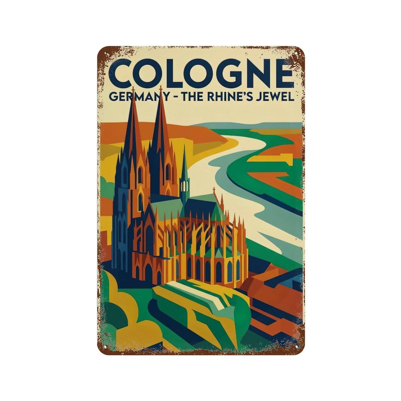 Galvaxio Style Travel Retro Germany Cologne Metal Tin Sign