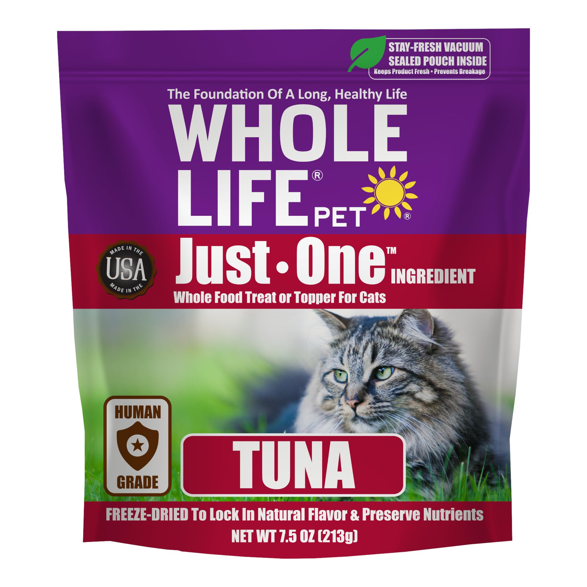 Whole Life Cat Just One Tuna Freeze Dried Cat Treats - Human Grade High Prote...