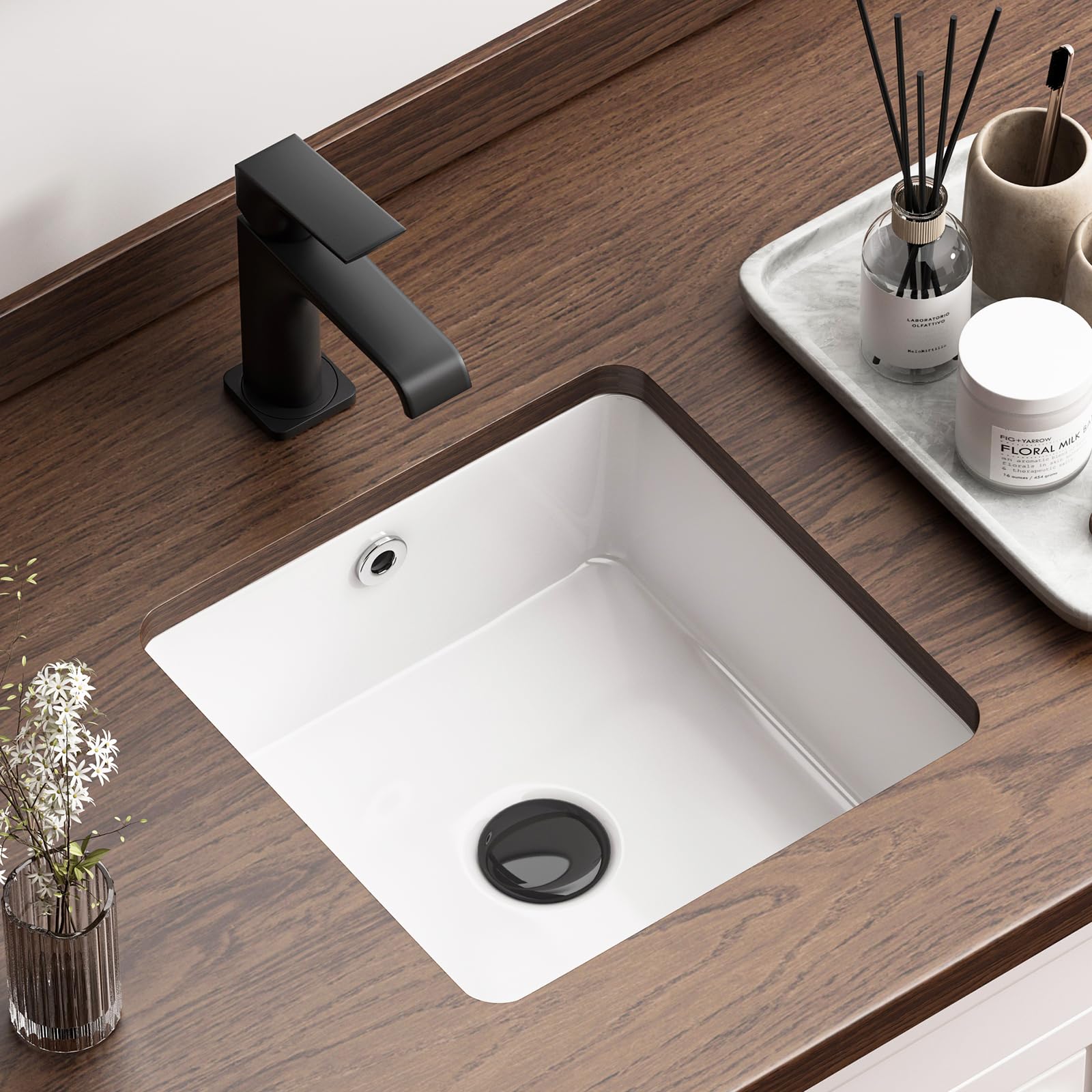 kiruakirua　0710 Small Square Undermount Bathroom Sink, QISHKA 13.8