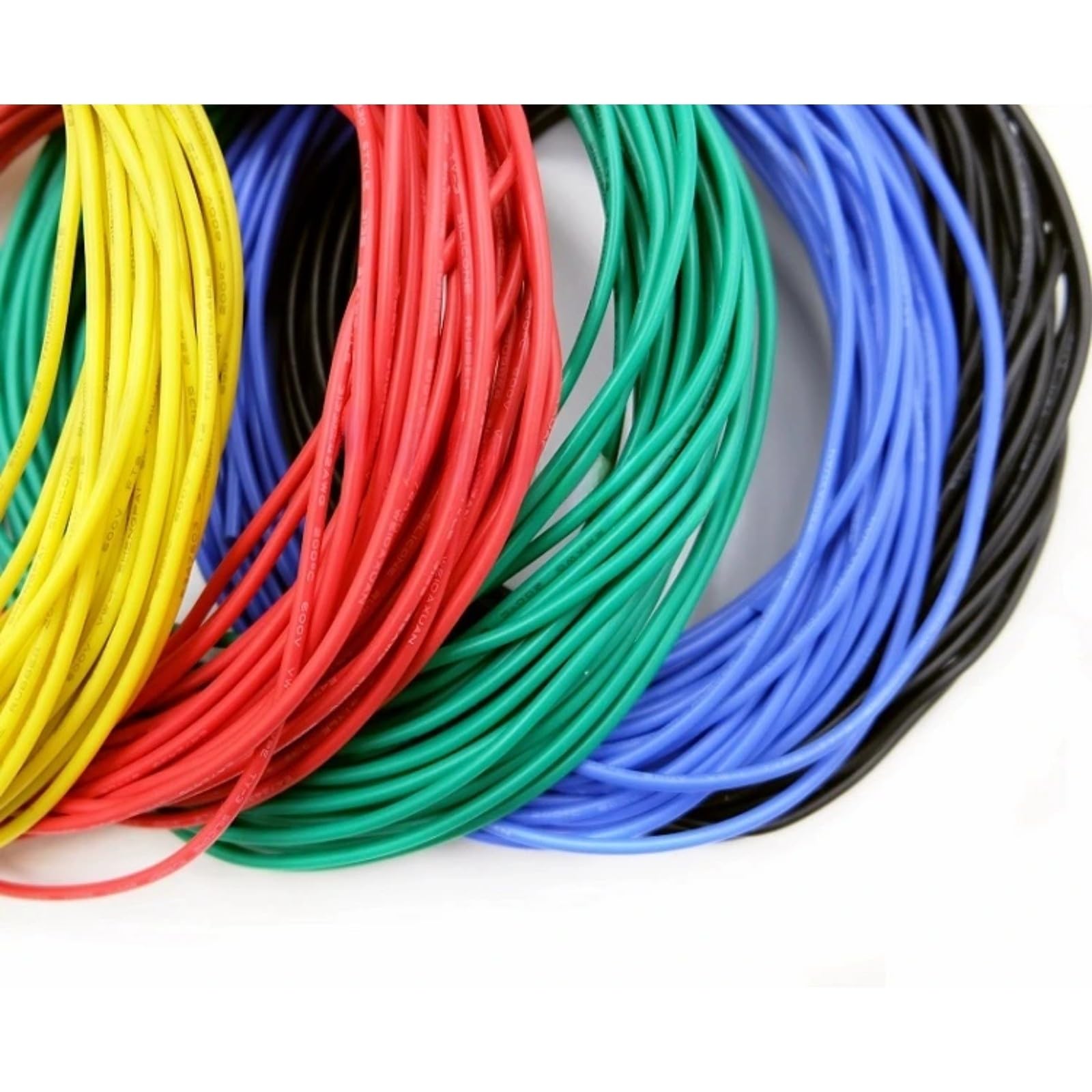 Cable eléctrico 32 30 28 26 24 AWG UL3239 3KV DIY LED (YELLOW; 5 m; 26 AWG)