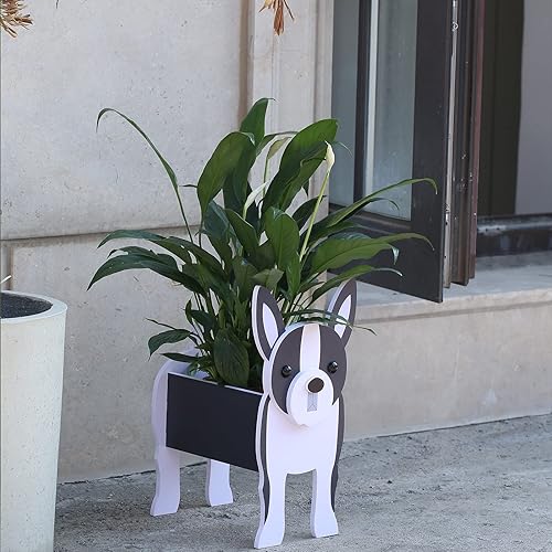 Gochoi Boston Terrier Regalos para mujeres maceta para perros Boston Terrier macetas para perros para decoración de jardín al aire libre soporte