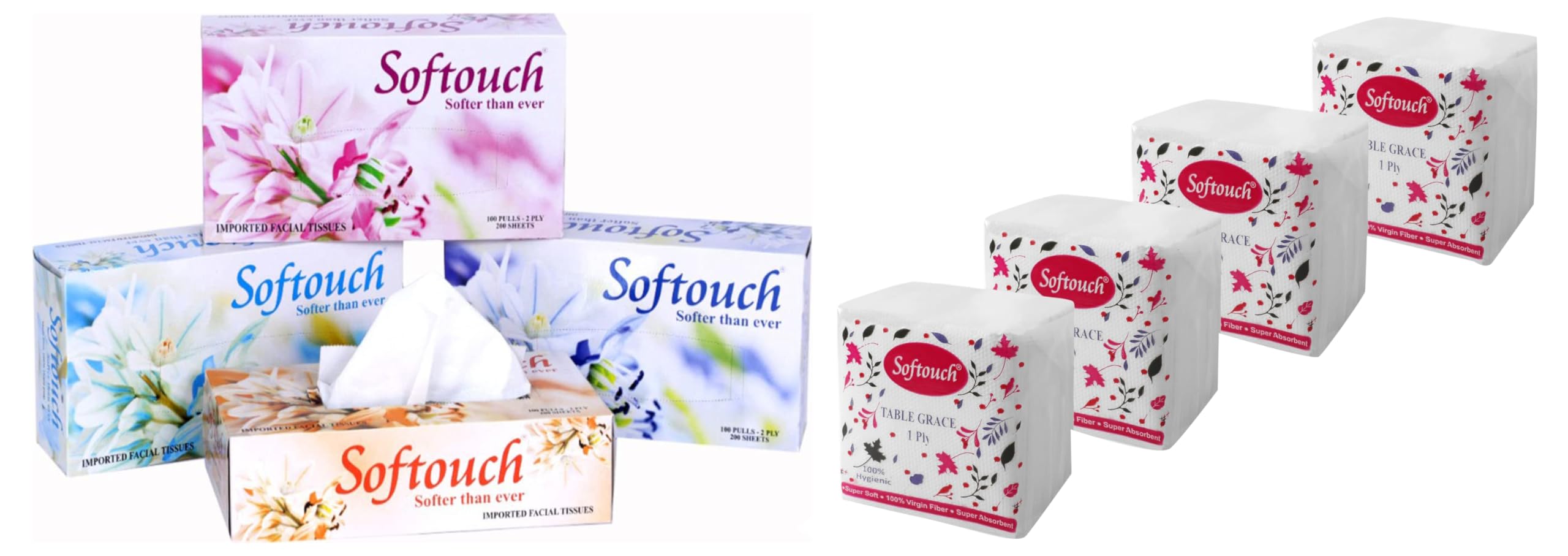 Softouch Face Tissue Paper Box 100 pull 200 Sheet Each Box- Set of 4 & Softouch Tissue Paper Napkins 100 pcs. Each- Set of 4 (B0CDDMM435) Amazon Price History, Amazon Price Tracker