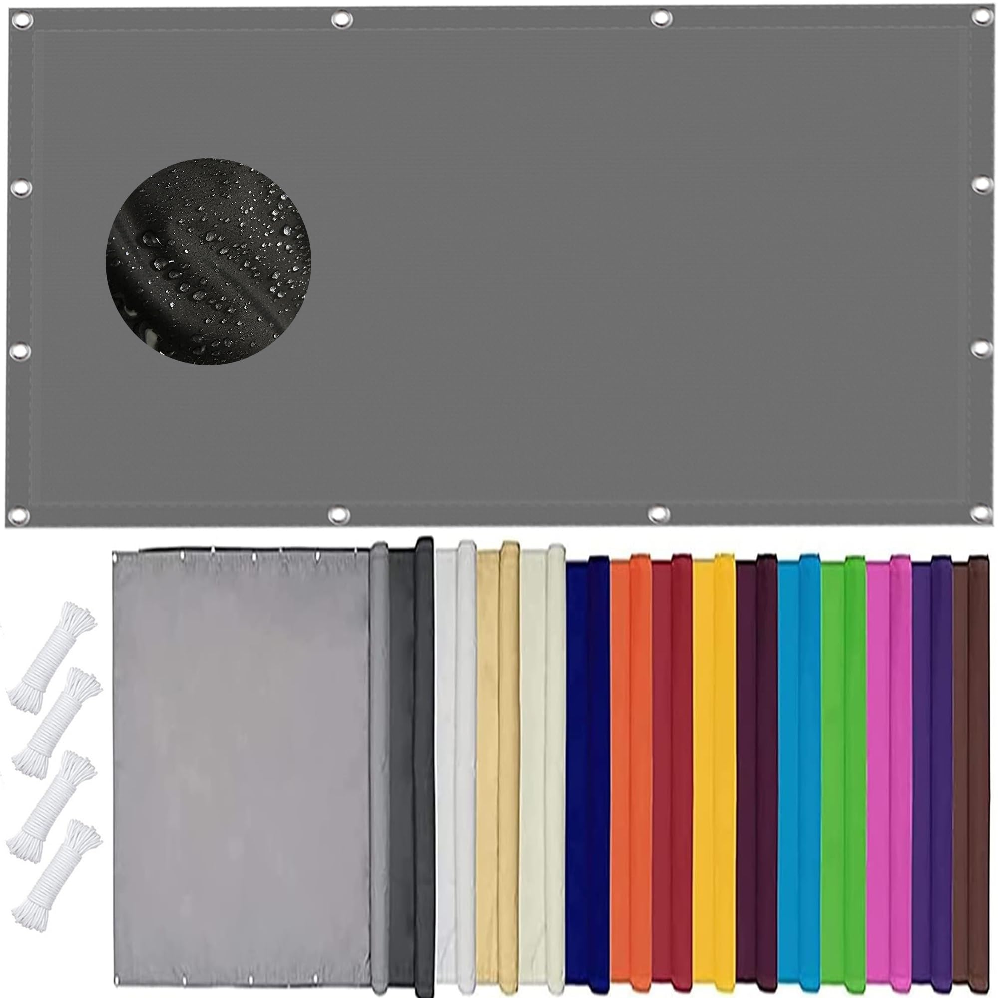 GLDYTVF Outdoor Sunshade Sunscreen Awning 1x2m Waterproof Garden Mesh Shade Tarp 95% UV Block Windproof Light Grey