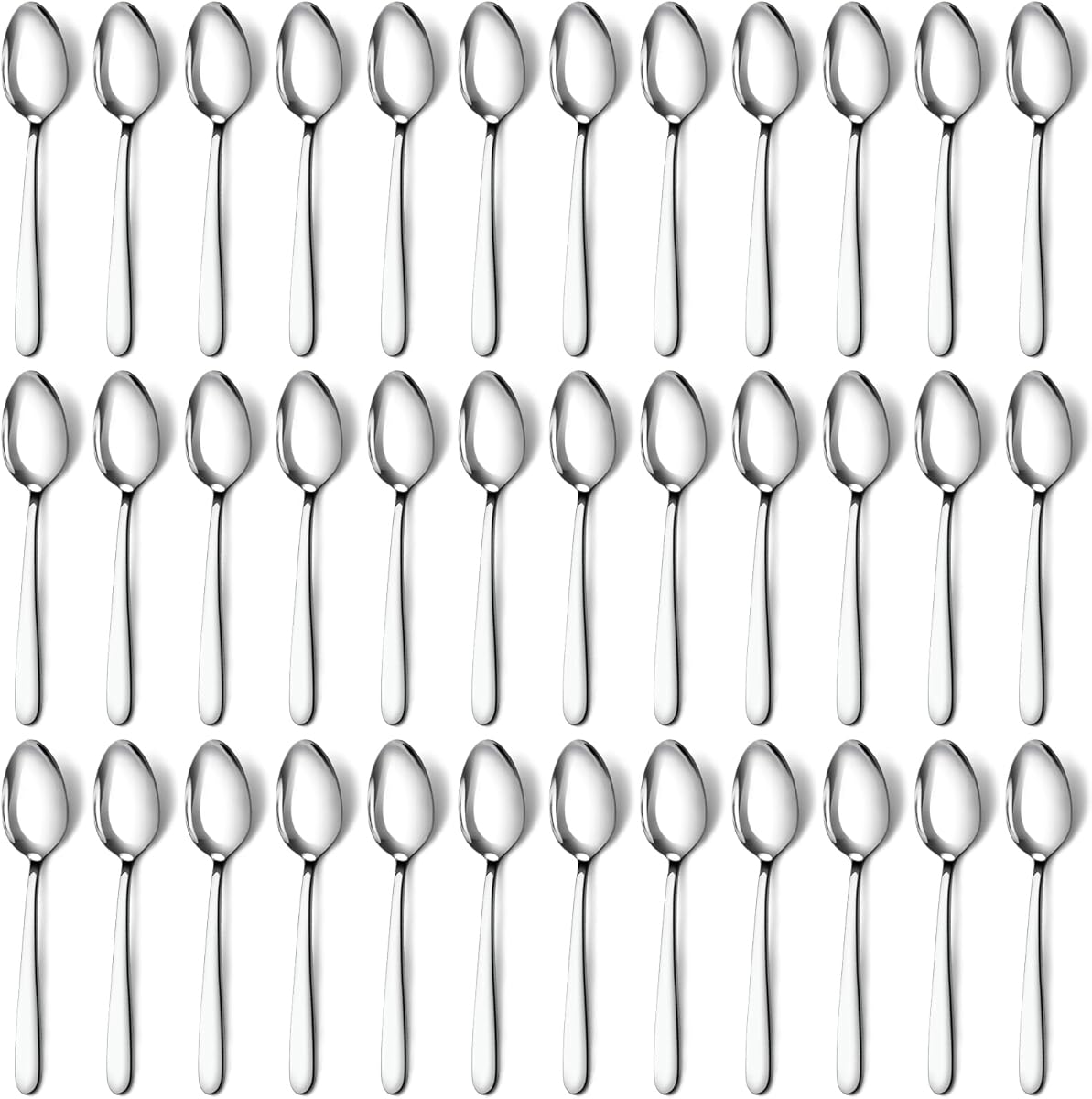 Pleafind 36-Pcs Dinner Spoons Set (7.4 inch), Spoons Silverware, Stainless Steel Spoon, Mirror Polished Tablespoon, Silverware Spoon for Home, Kitchen, Restaurant, Dishwasher Safe