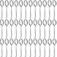 Vista 22 de Pleafind 24 cucharas de cena, cubiertos de 7.4 pulgadas, juego de cucharas de acero inoxidable, cucharas plateadas, cucharas de cubiertos