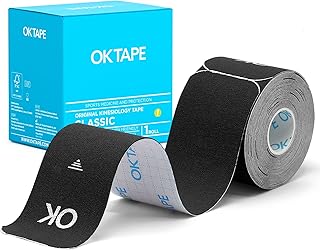 OK TAPE Kinesiology Tape 10 inches Precut, 20 Strips, Cotton Elastic Athletic Tape Latex Free, 2in x 16ft, Black
