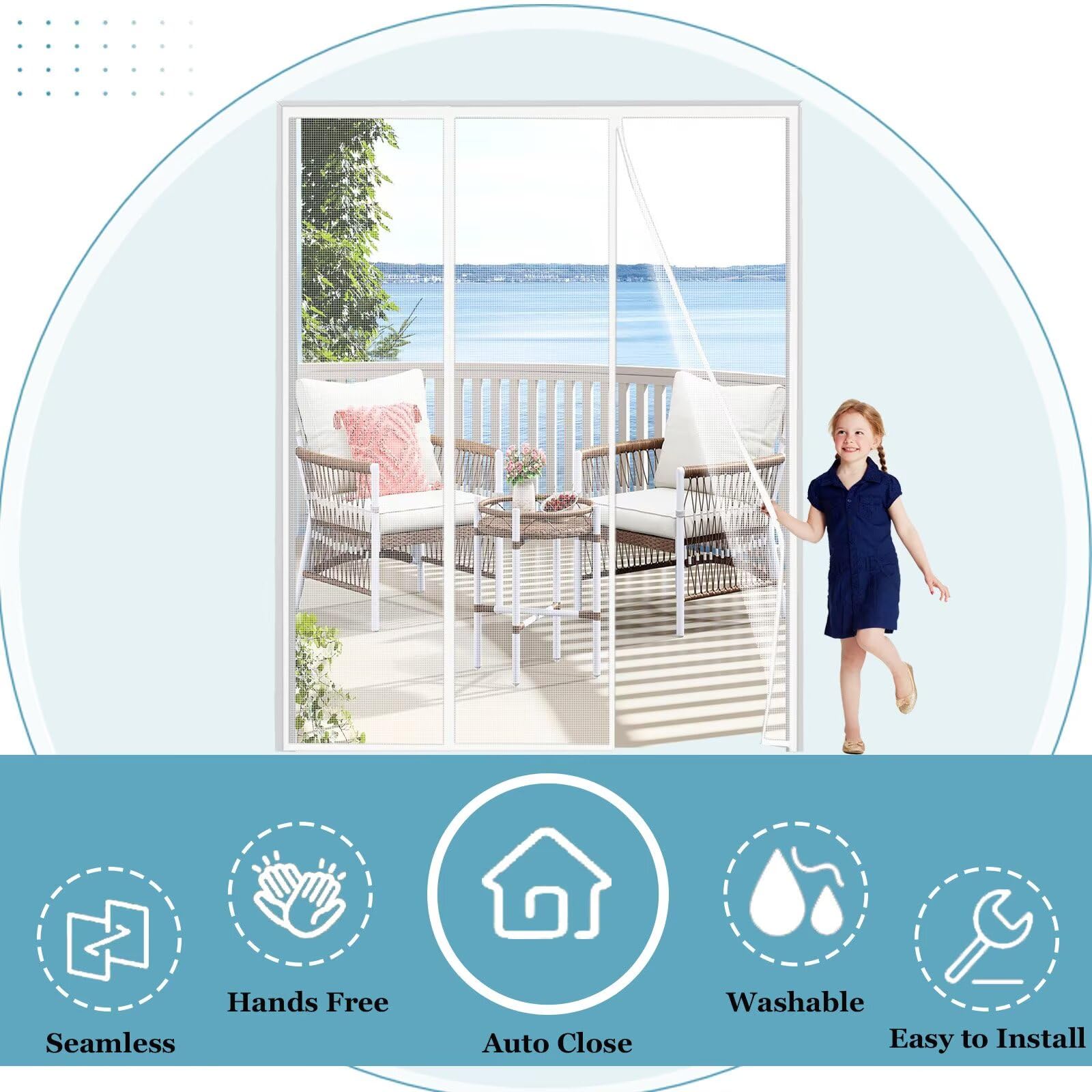 Moustiquaire Porte Fenetre Magnetique 155 X 250 Cm Fermeture