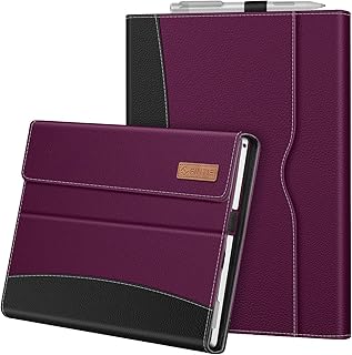 Fintie Case for 12.3 Inch Microsoft Surface Pro 7, Surface Pro 6, Surface Pro 5, Surface Pro 4, Pro 3 - Portfolio Business Cover with Pocket, Compatible with Type Cover Keyboard (Purple)