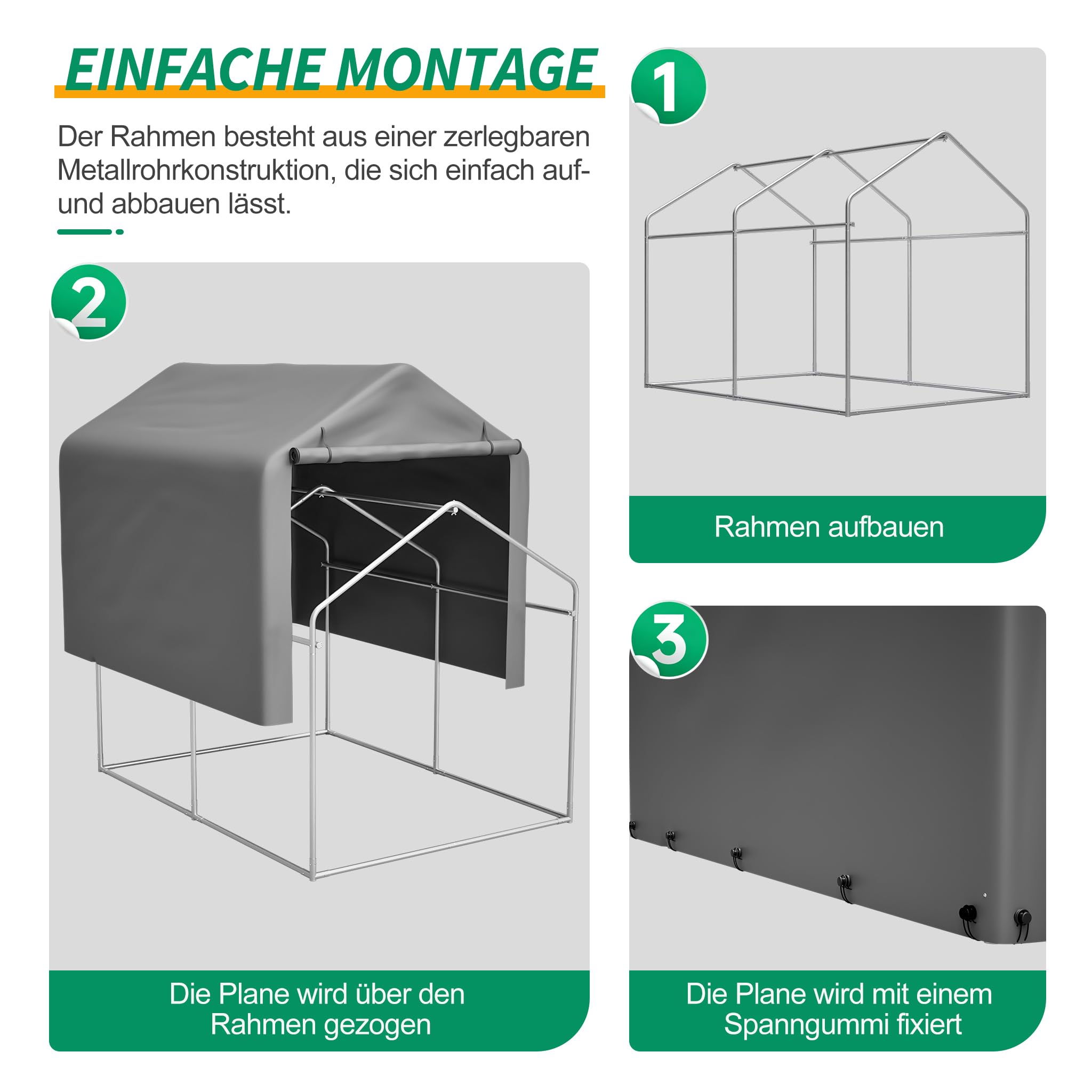 Fahrradgarage Wetterfest 160×220×165cm für 2-4 Fahrräder,Schneeschutz Motorradgarage mit UV-Beständig und Wasserdicht,Fahrrad Lagerzelt mit Outdoor-Schuppen für E-Bike,Ideal für Garten, Terrasse，Hof