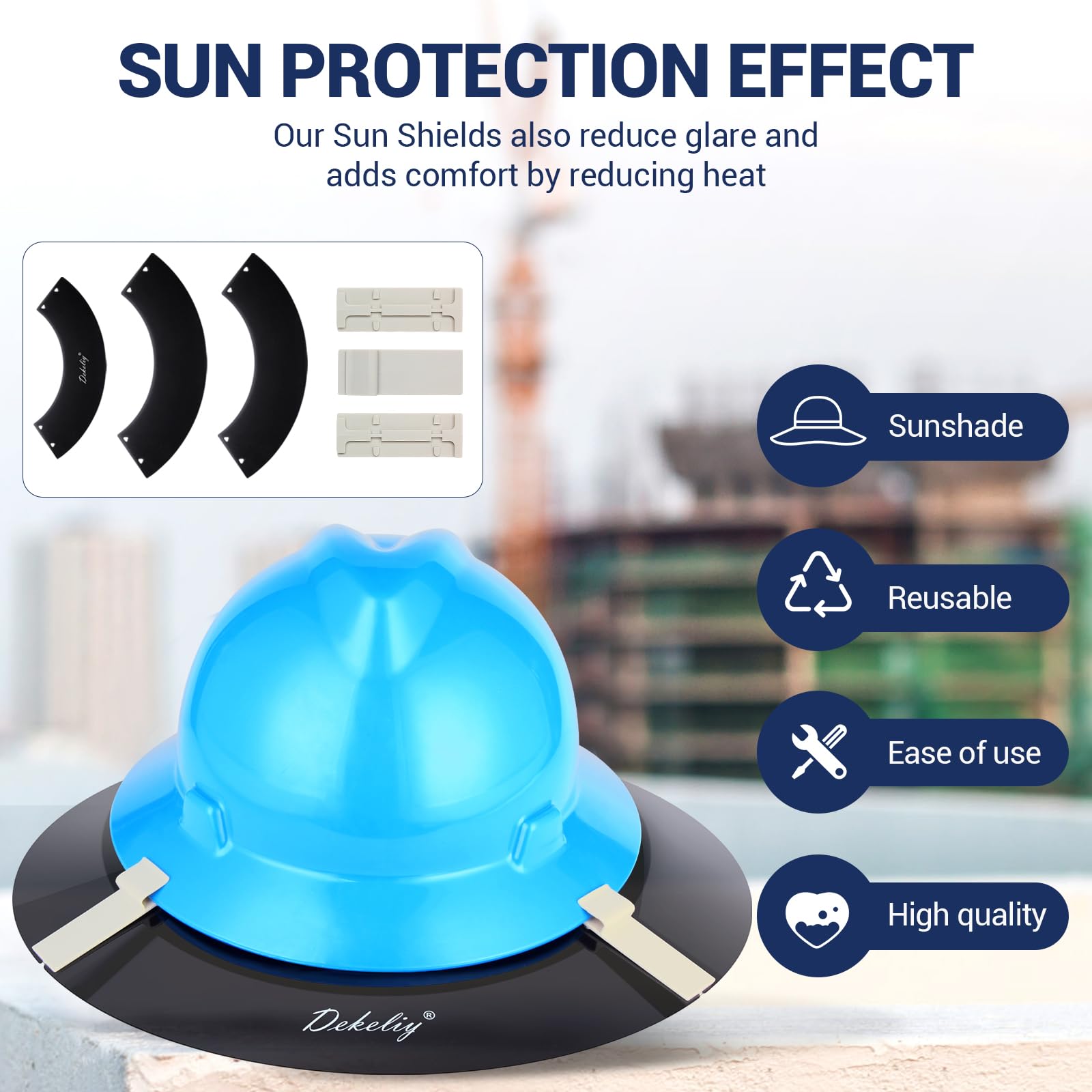 2 juegos de parasoles para casco duro que se adapta a la fijación estándar V-Gard de ala completa, visera reutilizable de protección solar, extensor de ala negra para trabajo al aire libre